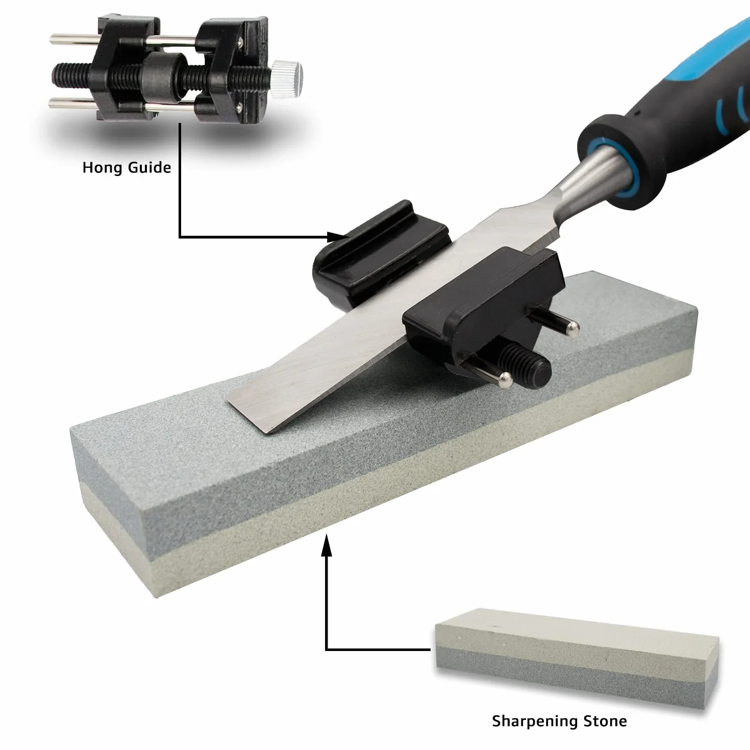 Amazon Basics Scalpelli per la lavorazione del legno, per intaglio, con guida levigatrice, cote e custodia, confezione da 8, 1/4" - 1-1/2"