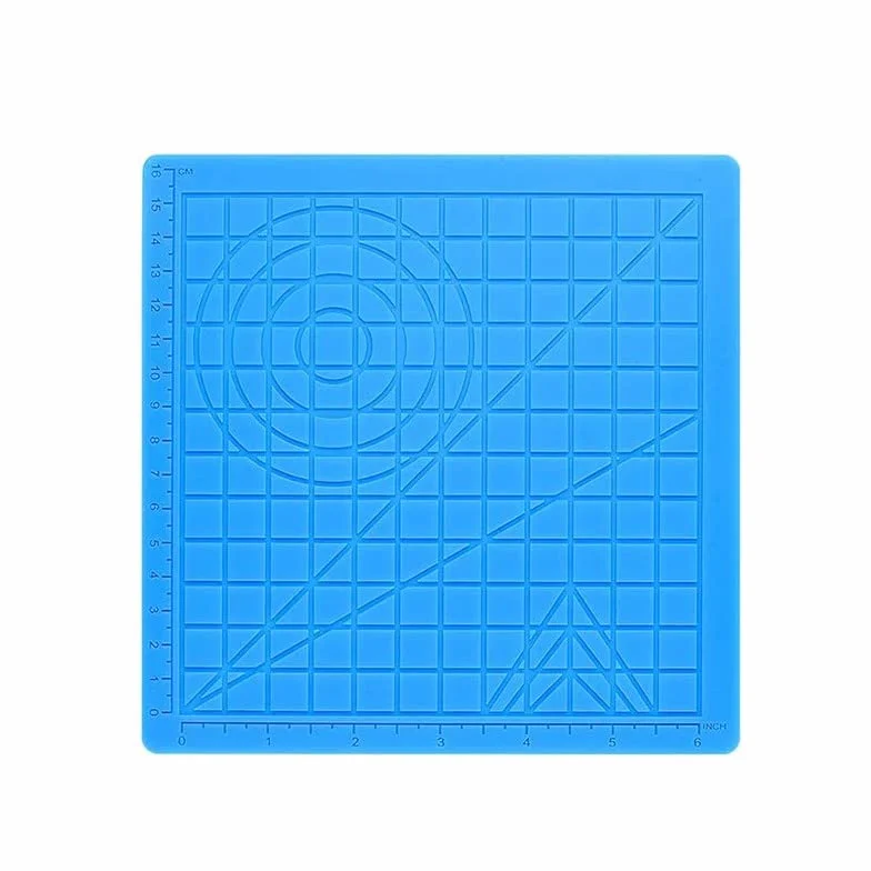 Tappetino per penna 3D Tappetino per stampa 3D Tappetino in silicone con 2 tappi per dita, tappetino pieghevole resistente al calore - blu