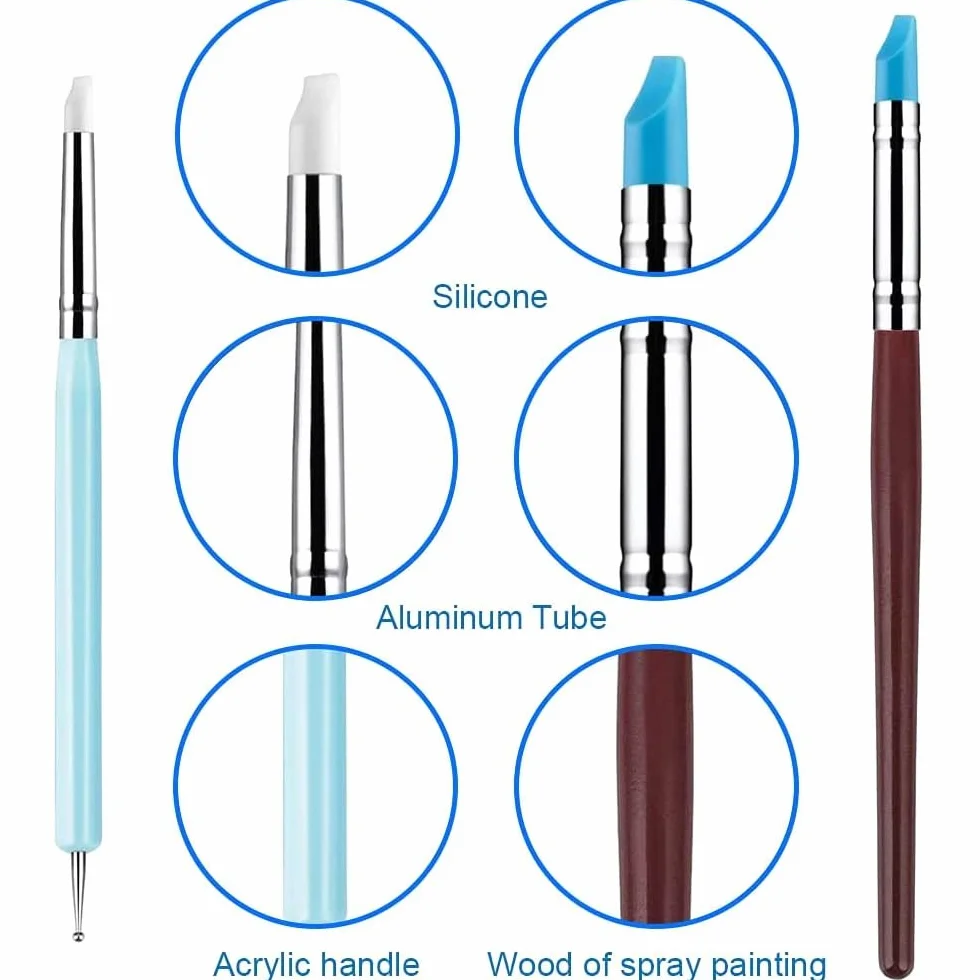 MMOBIEL 10 strumenti per modellare la creta in gomma siliconica - pennello in gomma siliconica e strumento per punteggiare a sfera per modellare ceramiche artigianali e Nail Art artigianale fai-da-te