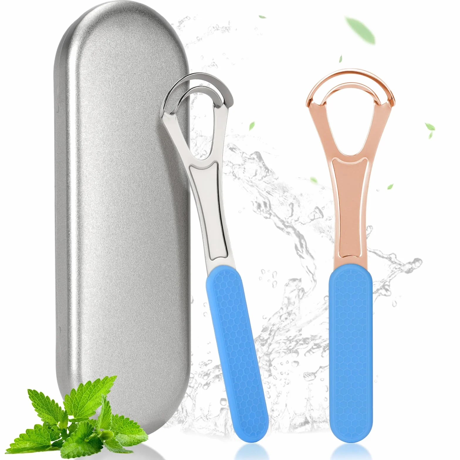 Zivacate 2pcs Raschietto Lingua, Spazzola per Lingua, Raschia Lingua in acciaio inox, Pulizia Lingua, Spazzolino per la Lingua, Tongue Scraper per Lingua, Trattamento per l'alitosi Adulti e Bambini