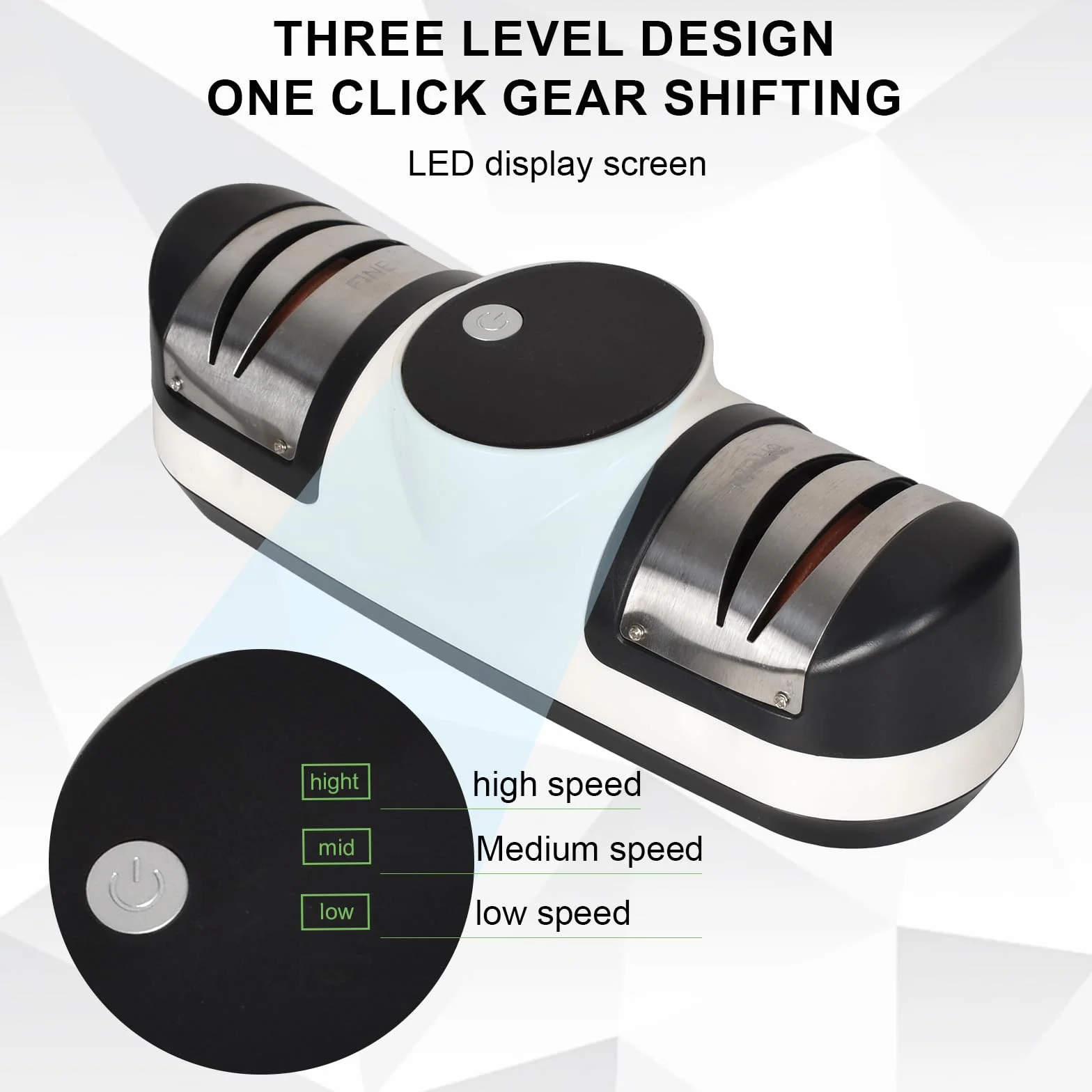 Colexy Affilacoltelli Elettrico con Diamante, Affilacoltelli Elettrico ad alta Precisione per Uso Domestico, Affilacoltelli Ricaricabile a 3 Velocità con Ricarica USB per un'Affilatura Fine e Ruvida