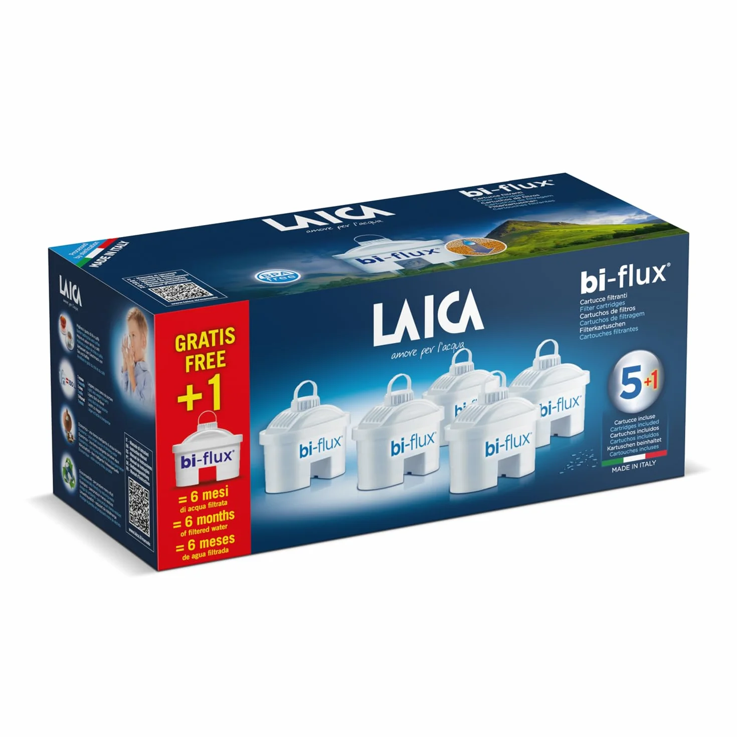 LAICA bi-flux® Filtro per Acqua 6 Filtri 150L Made in Italy