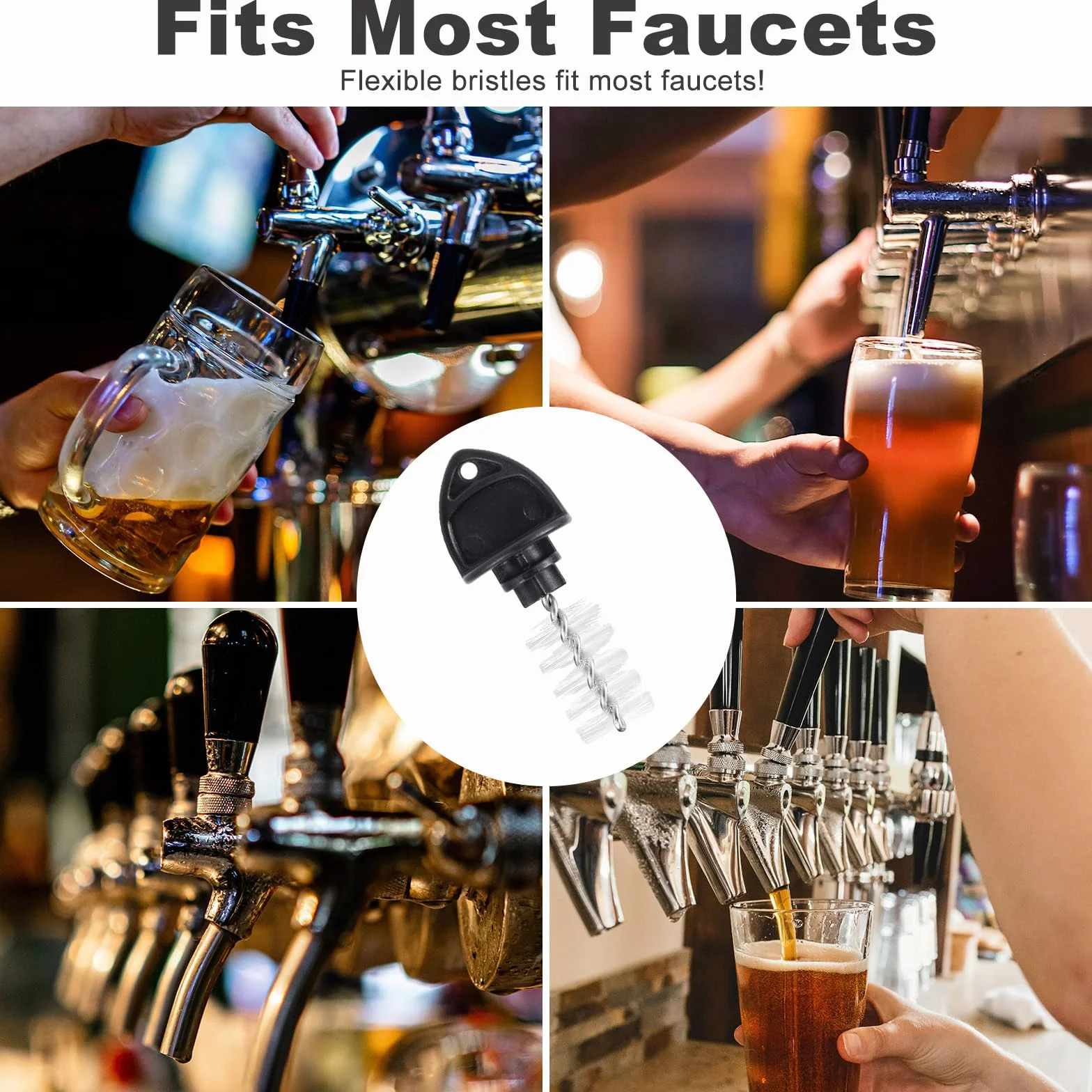 10 Pz Beer Tap Plug Brushes, Tappi di Plastica per la Pulizia dei Rubinetti della Birra Spazzole per la Pulizia dei Rubinetti della Birra alla Spina (Nero)