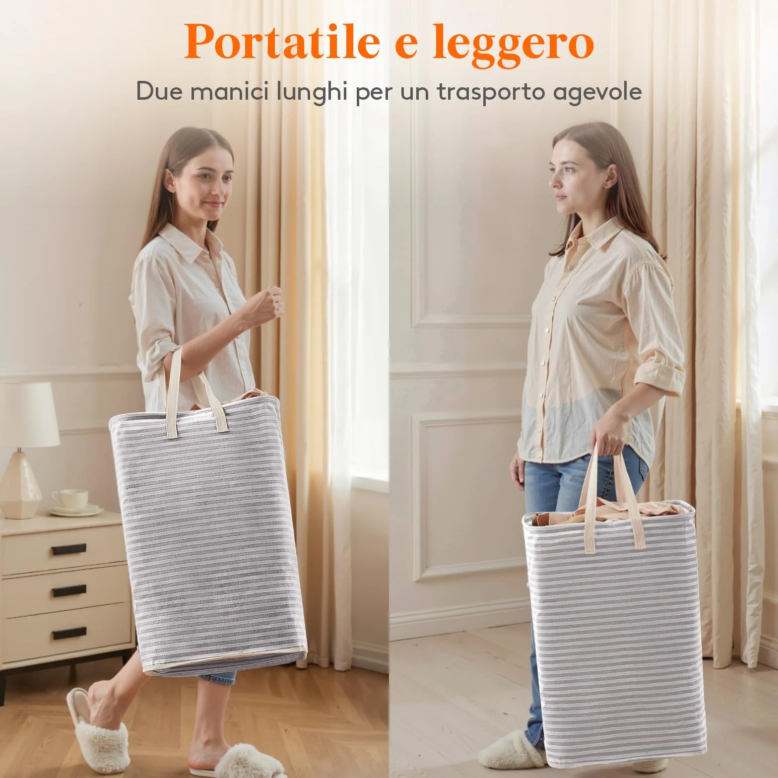 Lifewit Cesto Portabiancheria, Cesta Portabiancheria Pieghevole, Portabiancheria Sporca con Manici Allungati, Laundry Basket per Camera da Letto, Bagno e Lavanderia75L, Grigio