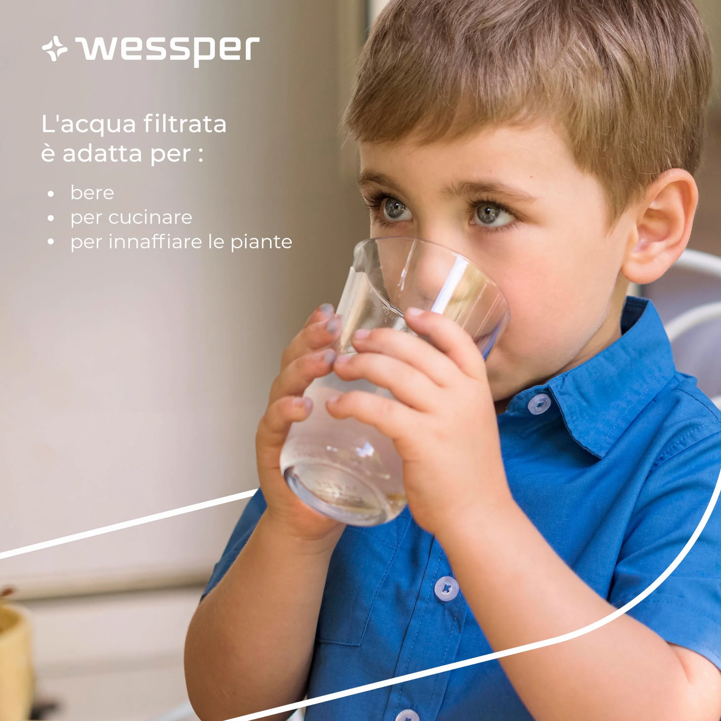 Wessper Caraffa Filtrante 2,7L con Filtri Carbone Attivo e Resina a Scambio Ionico, Set 6 Filtri - Blu