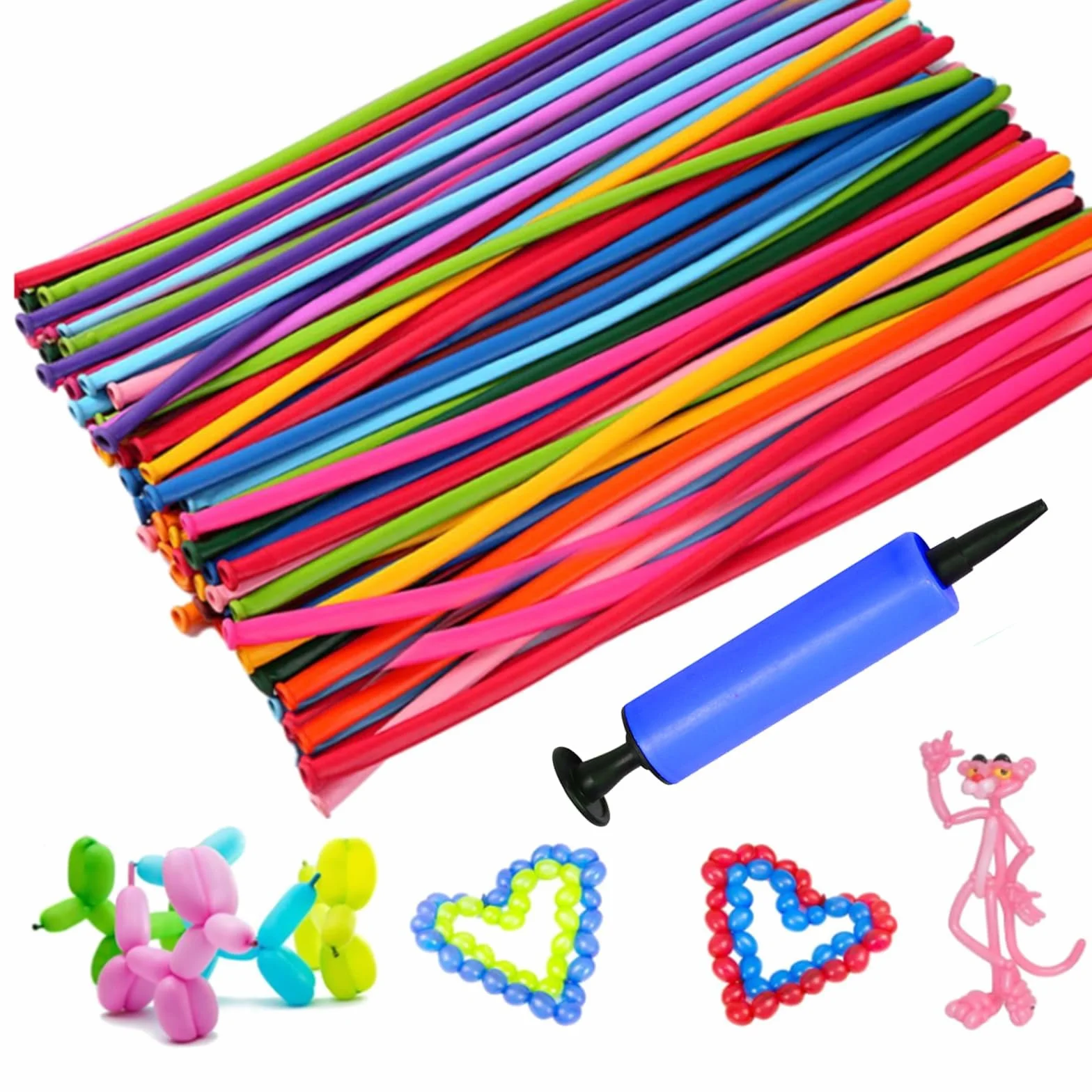 Palloncini Modellabili 200 Pezzi, Palloncini Lattice Lunghi Magici con Pompa per Feste Compleanni Matrimoni