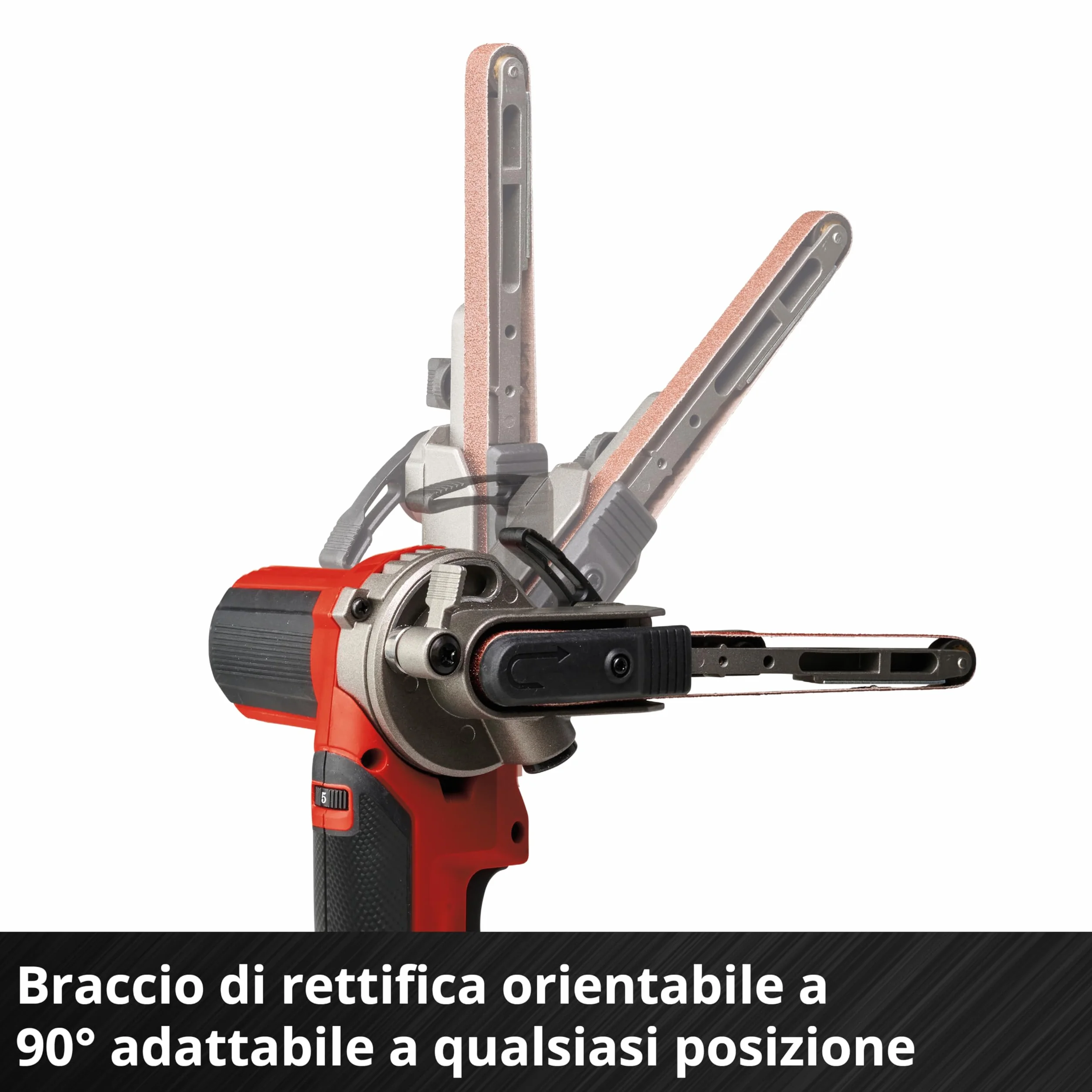 Lima a nastro a batterie Einhell TE-BF 18 Li-Solo Power X-Change (18 V, velocità fino a 1.700 m/min, 2 bracci abrasivi 9 mm e 13 mm, incl. 12 pz. nastri abrasivi, senza batteria)