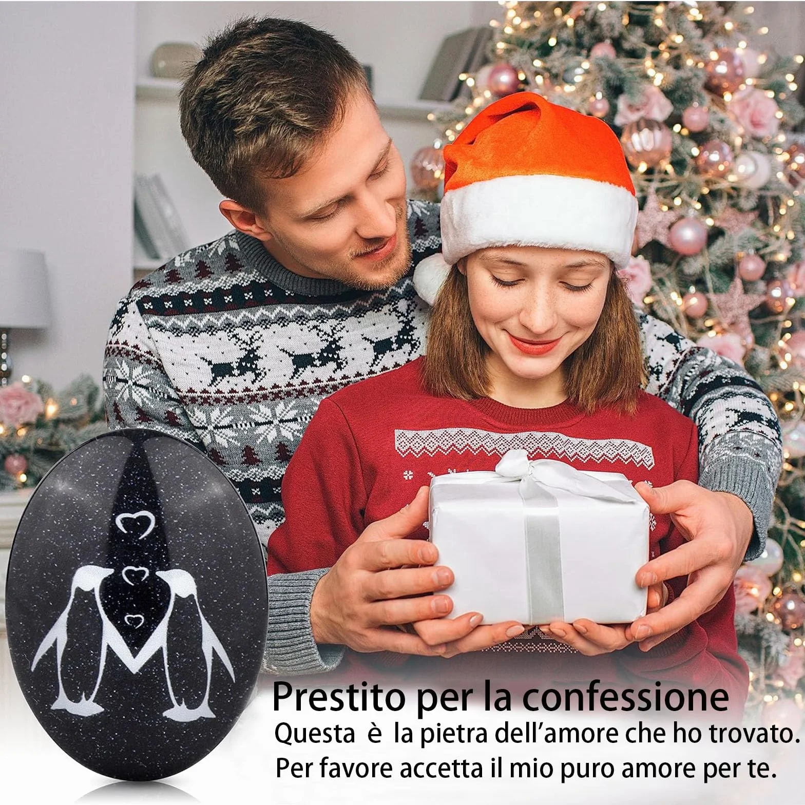 Pinguino Pietra Regali Coppia Anniversario Matrimonio San Valentino Compleanno Natale