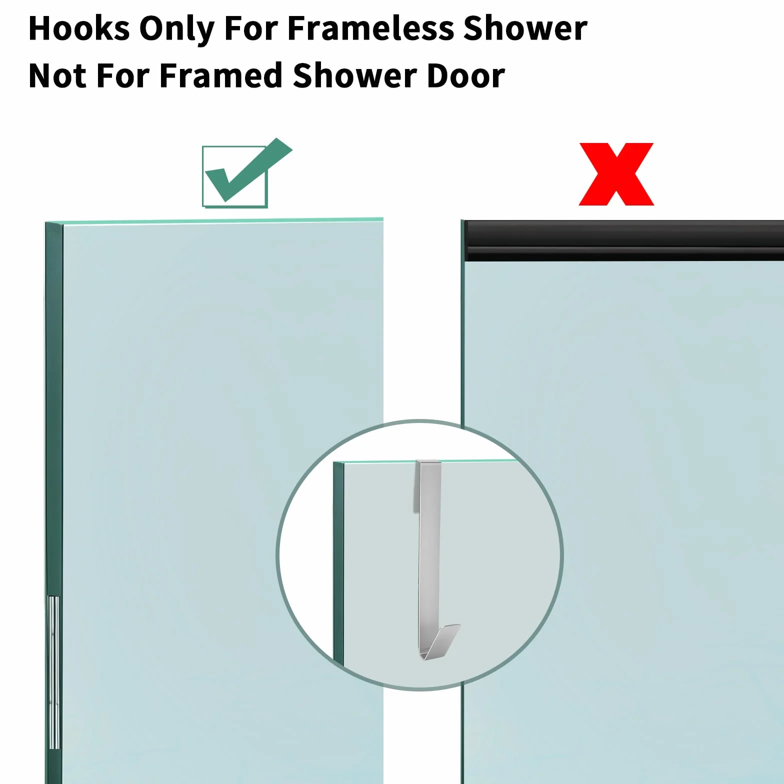 Ganci Doccia 4 Pezzi in Acciaio Inox - Porta Accappatoio per Vetro fino a 13mm, Antiscivolo, Resistente