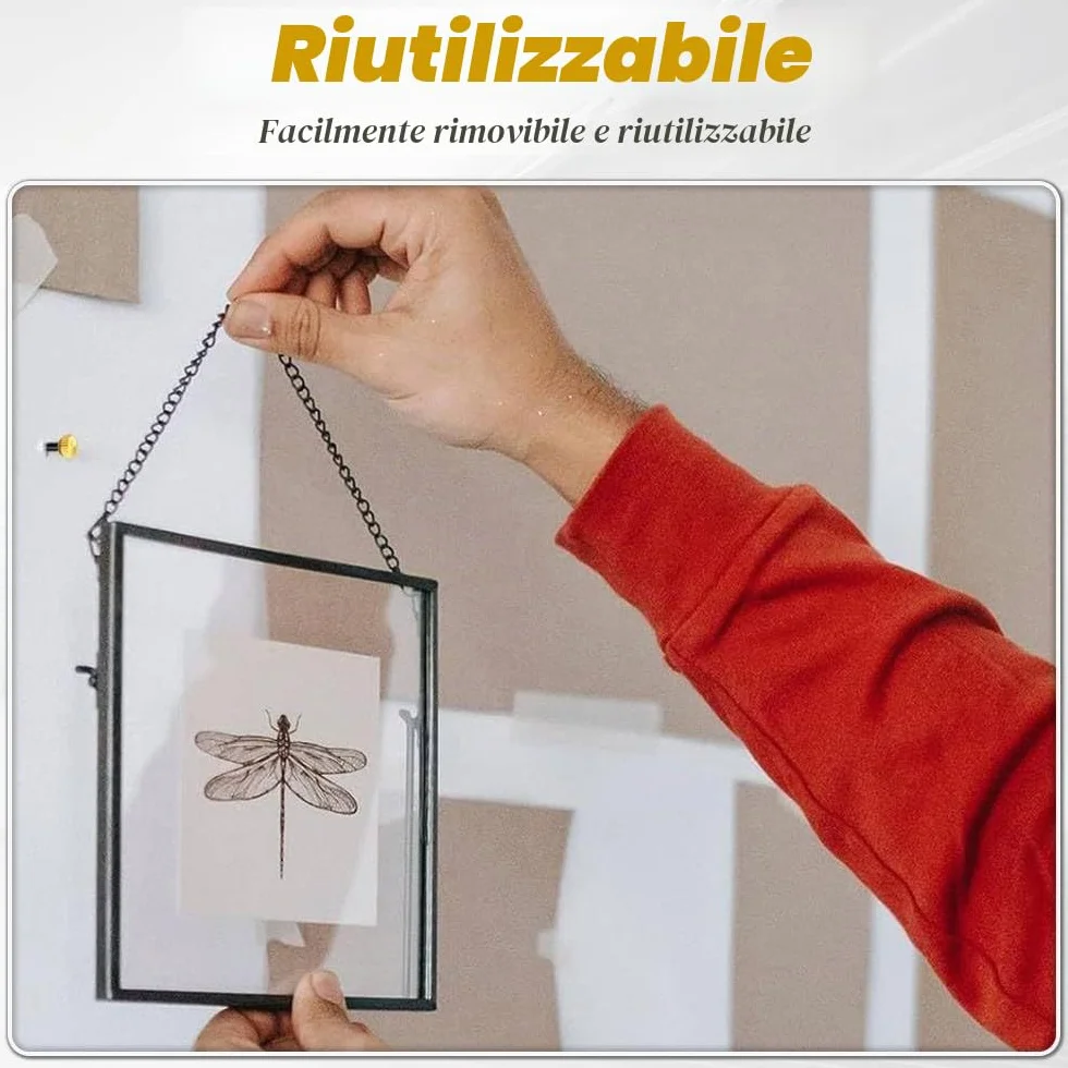 Dreamil Set di 50 chiodi per quadri, in ottone, con contenitore per unghie, per cornici, bacheche, tela (lunghezza 2,5 cm)