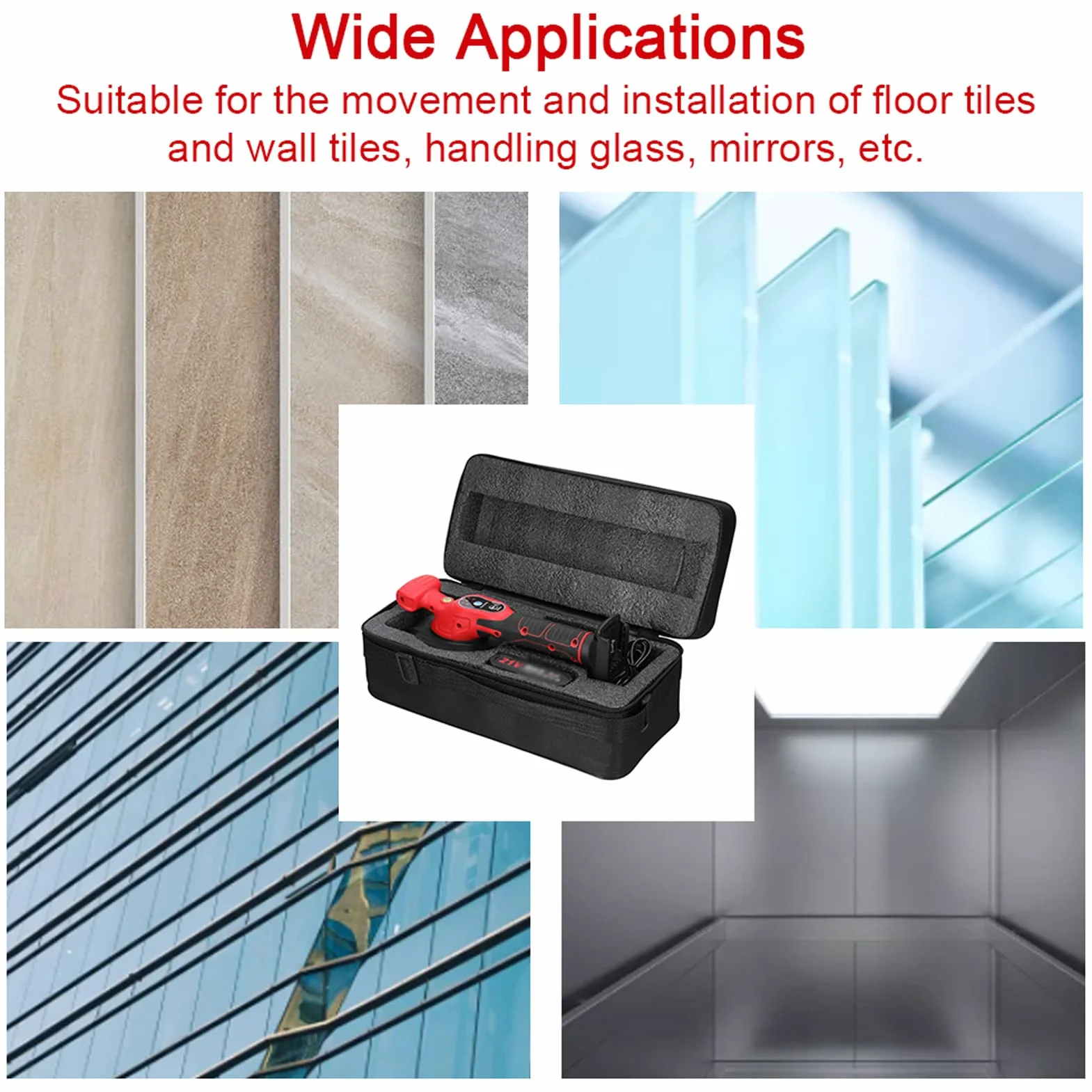 XiaoXIN Piastrellatrice per piastrelle da 21 V Elevata capacità di carico Piastrelle per pavimenti da parete Posa di utensili vibranti Strumenti di utilità per la decorazione della casa con ventosa al