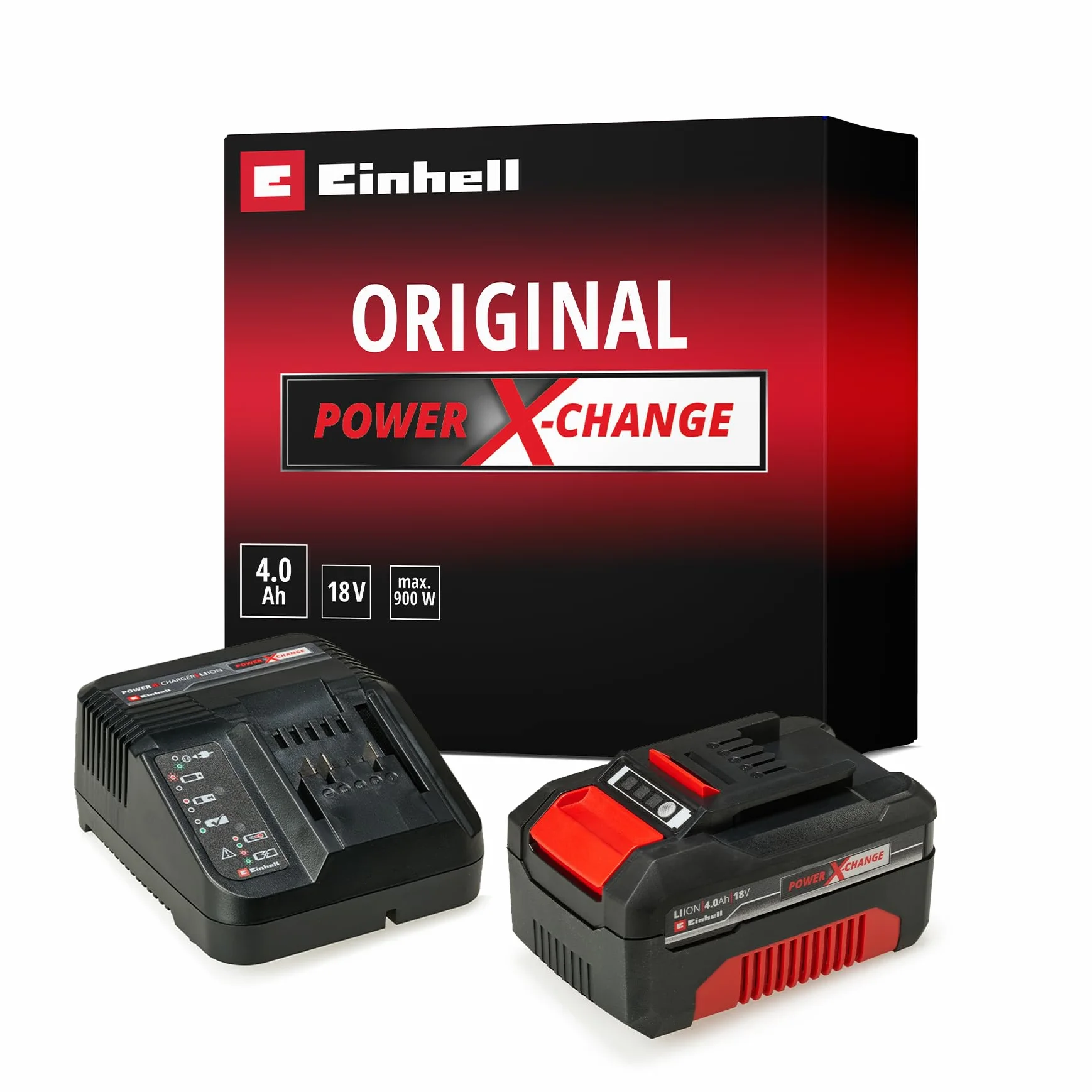 Einhell 4512042 Power-X-Change Starter Kit, Caricabatteria e Batteria da 4000 Mah Li-Ion