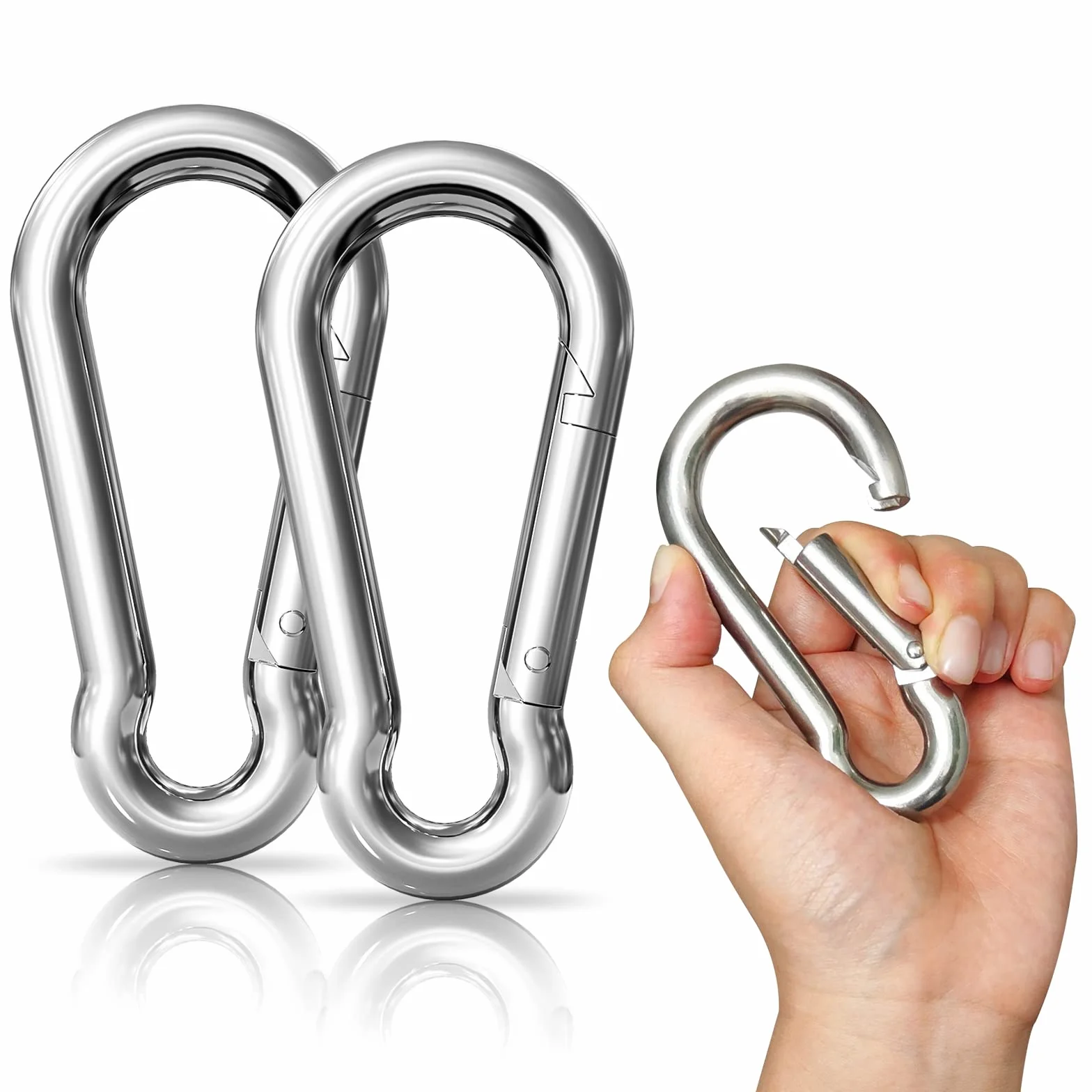 LISOPO Set moschettoni acciaio inox 304