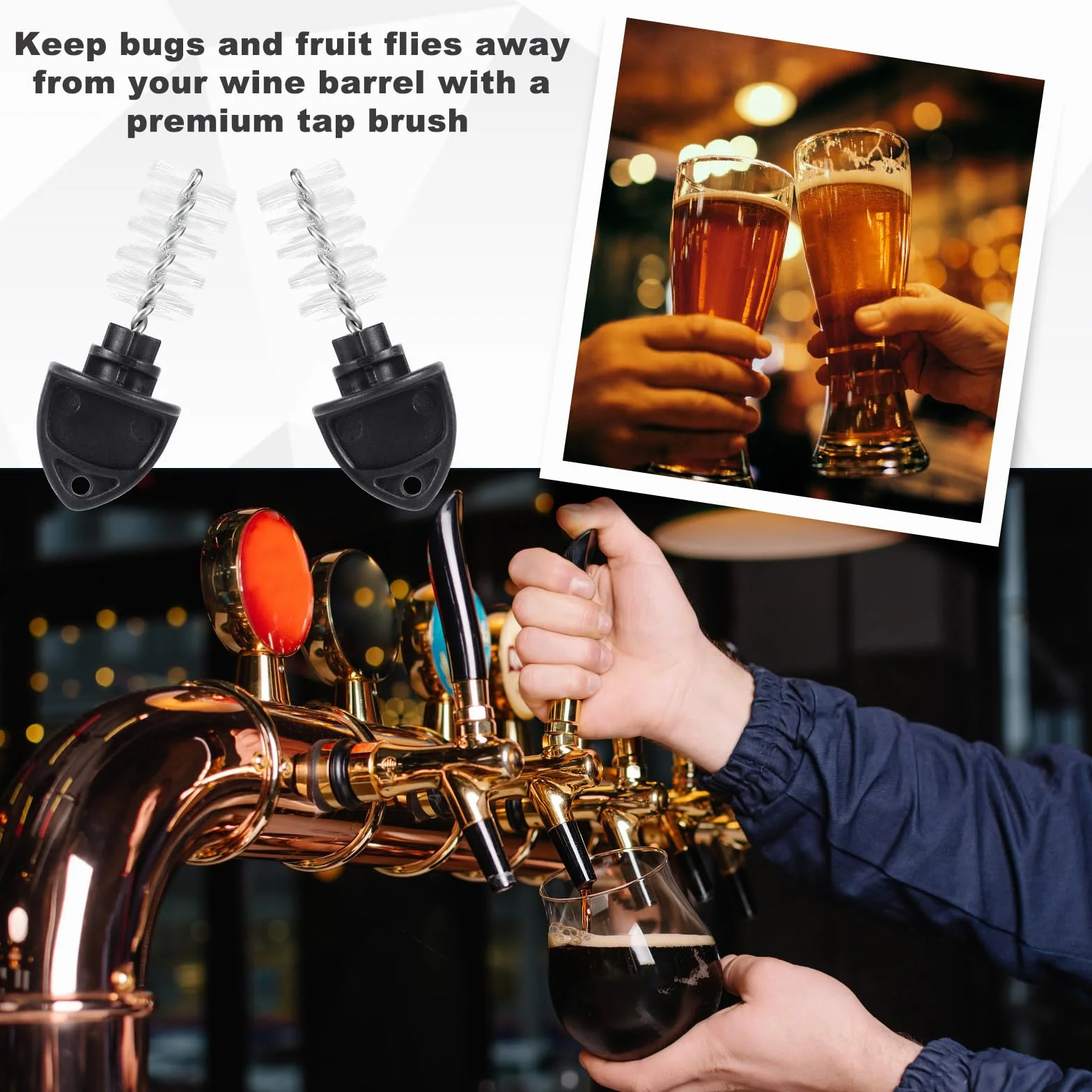 10 Pz Beer Tap Plug Brushes, Tappi di Plastica per la Pulizia dei Rubinetti della Birra Spazzole per la Pulizia dei Rubinetti della Birra alla Spina (Nero)