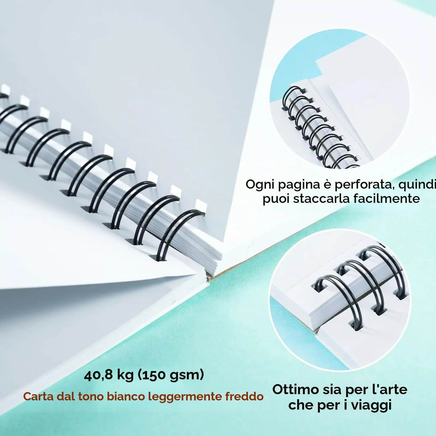 Ohuhu Album da Disegno a Doppia Faccia - Anti-Trasparenza, Carta Spessa 150g/m², 60 Fogli/120 Pagine per Alcohol Marker e Illustrazioni Professionali, Formato 25,4×18,7 cm
