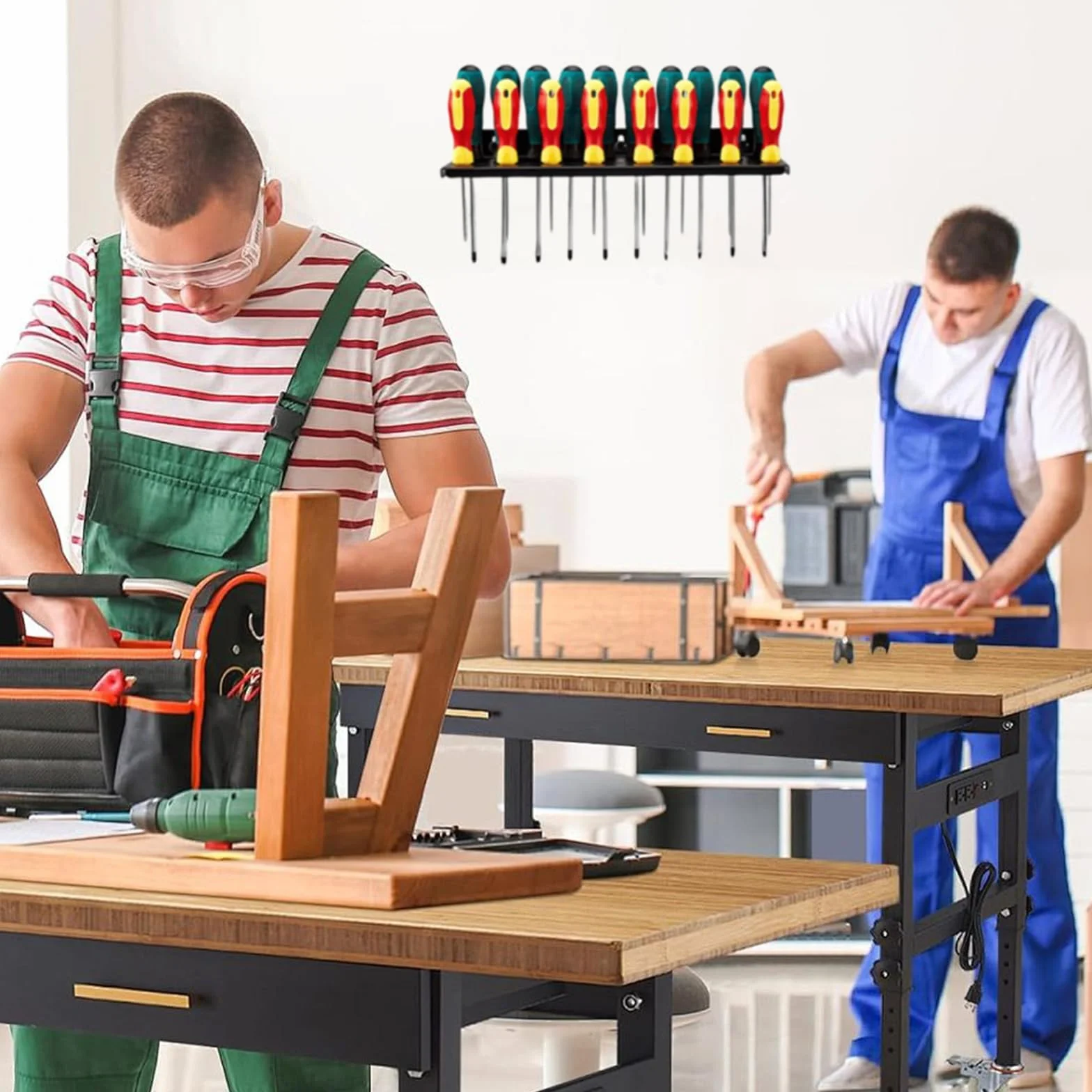 PARFCO Porta Cacciaviti, 25 Fori Porta Cacciaviti da Parete, Acciaio al Carbonio Porta del Cacciavite, Nero Organizer per Cacciaviti, Con Viti e Tubi di Espansione, per Garage, Officine e Banchi