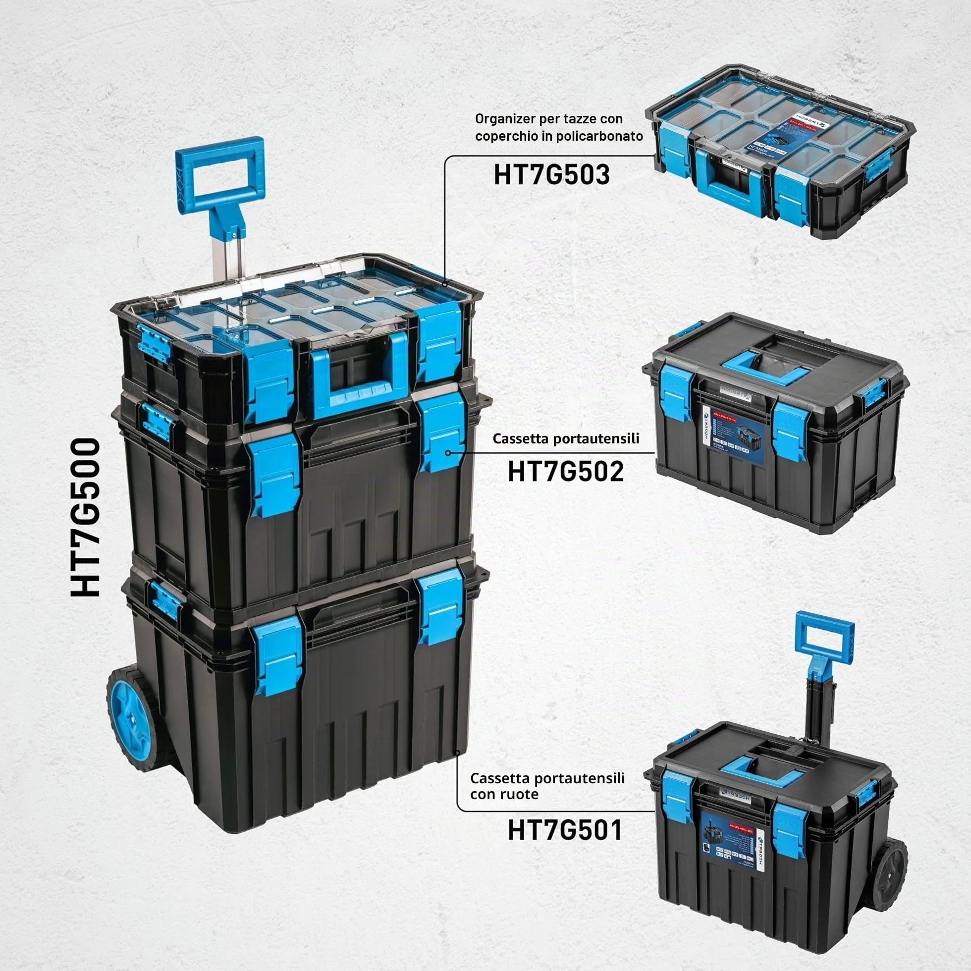 Högert Technik Cassetta Degli Attrezzi 50 kg Modulare ABS HT7G502