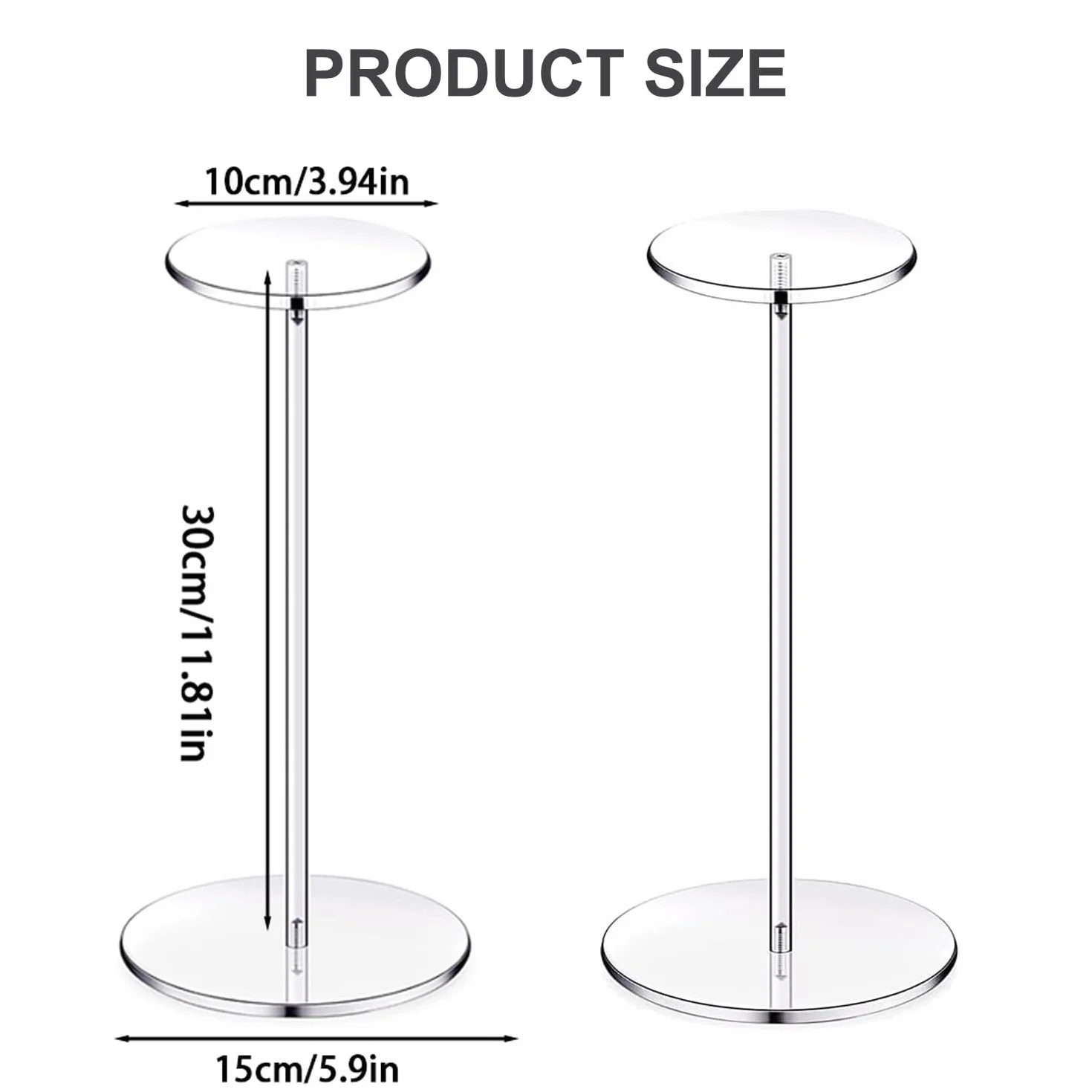 Espositore per Cappelli in Acrilico Trasparente 30cm Rotondo con Base, Multifunzionale Scaffale per Display Cappelli Orologi Gioielli