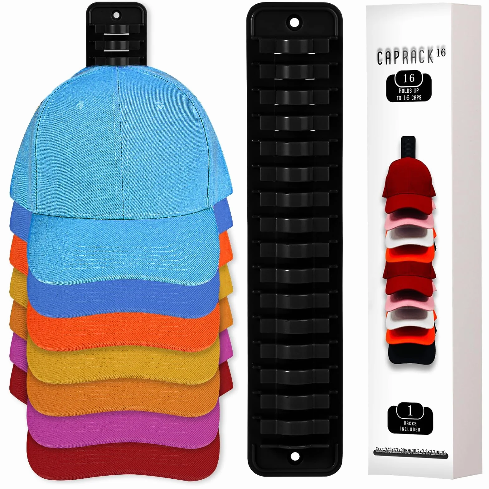 JGGDUU Porta Cappelli da Parete per Cappelli da Baseball, Espositore per Armadio, Contiene fino a 16 Cappelli, Nero