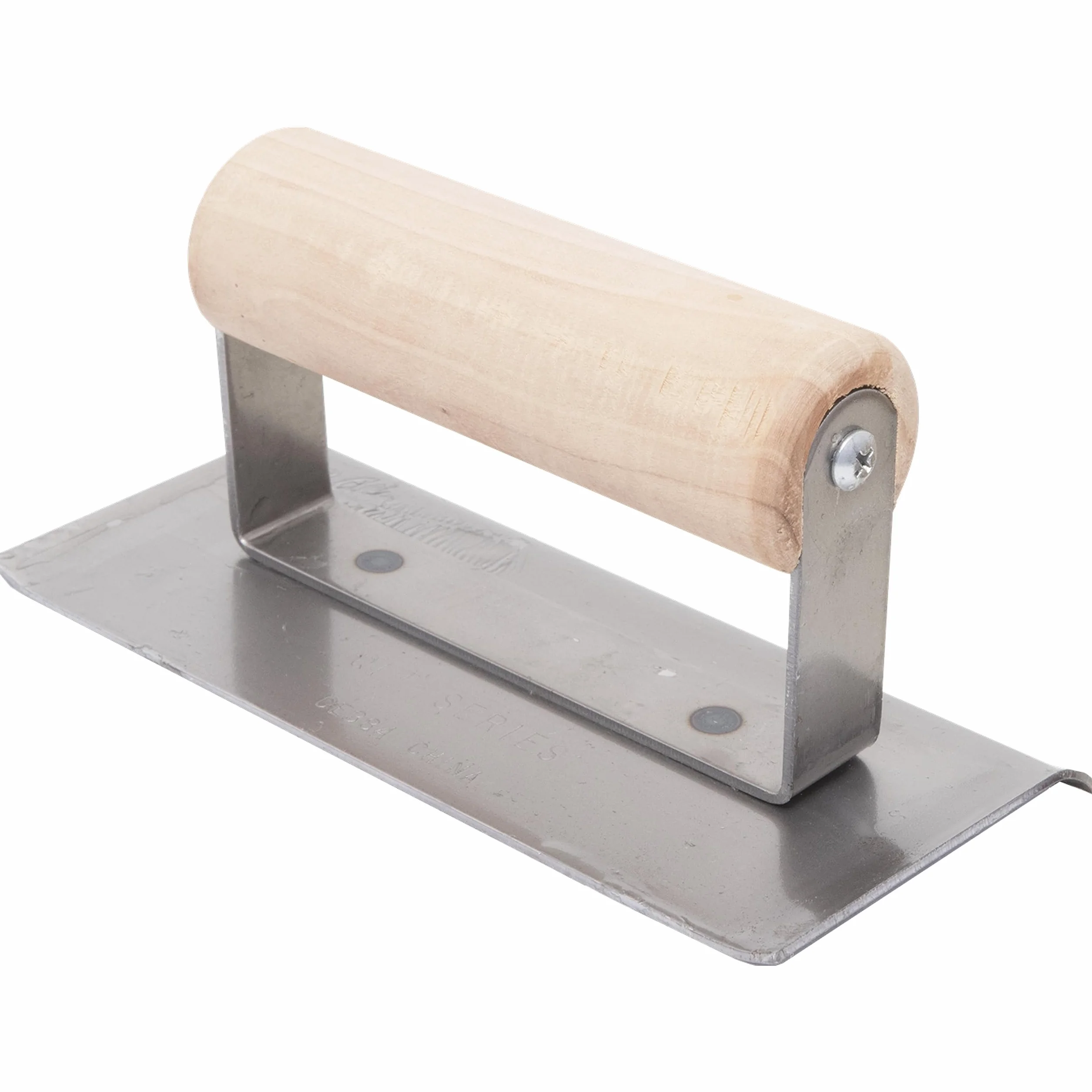 Frattazzo Marshalltown per bordi in acciaio per calcestruzzo R 10mm, L 13mm, estremità curve con manico in legno in acciaio inossidabile, dimensione della frattazzo: 152x76 mm
