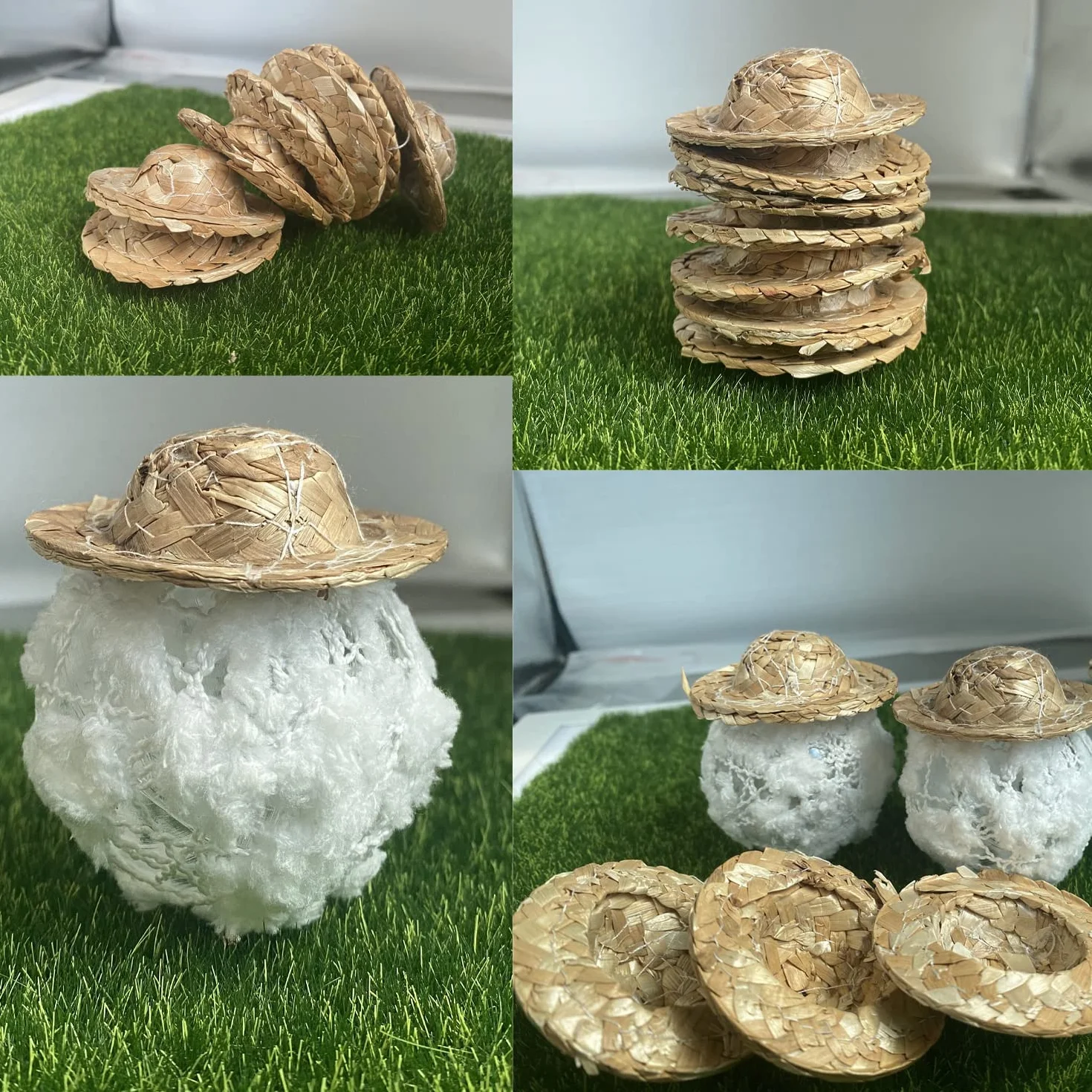 Cayway 30 pz Mini Cappelli di Paglia in Miniatura Artigianale, Mini Chapeaux de Paille pour Maison , Jardin Féerique