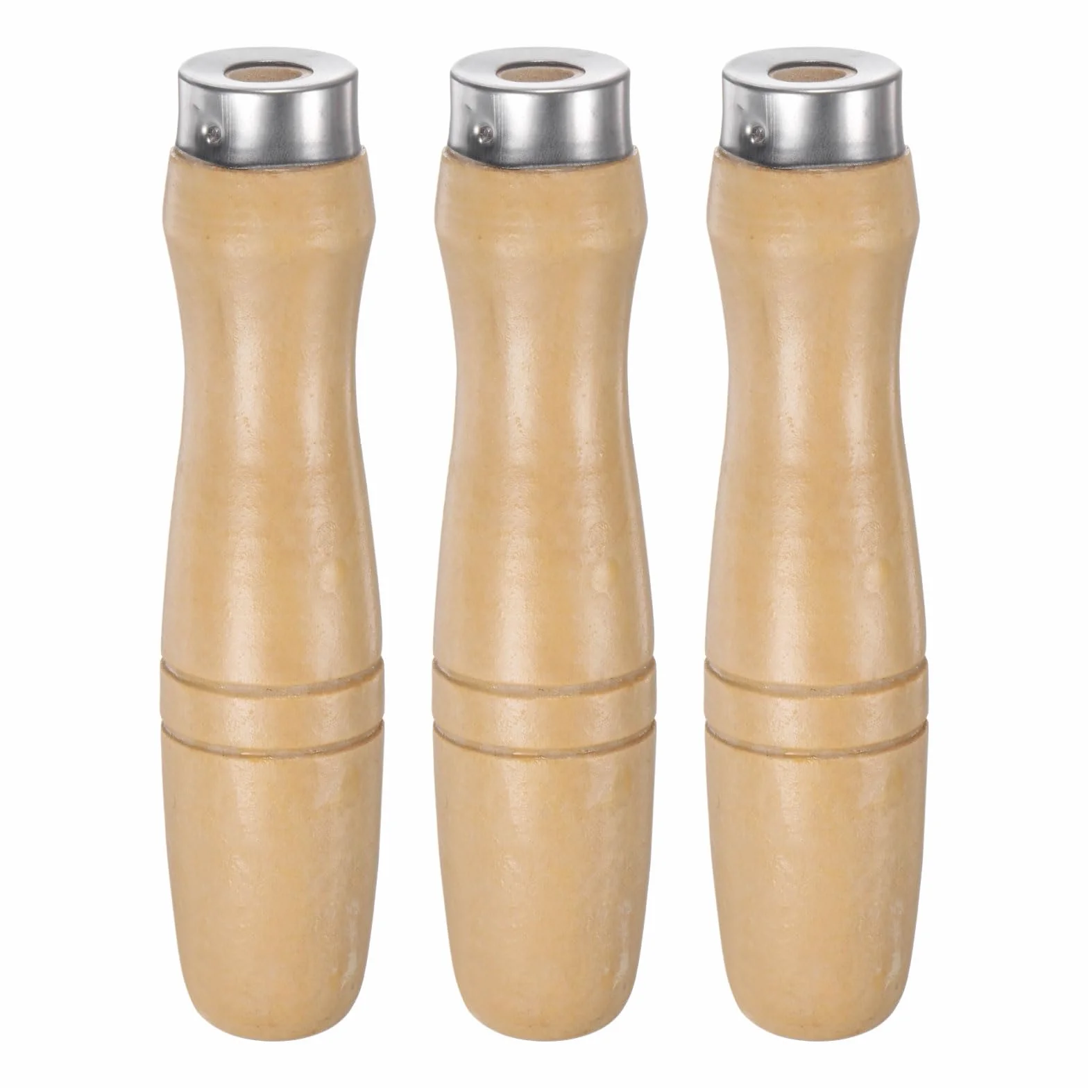 QUARKZMAN Manico per Lime Legno da 3pz, Manici Ergonomici Foro Rotondo da 4,72" e 8,5 Mm, Collare Metallo per Lime Metalliche da 12"