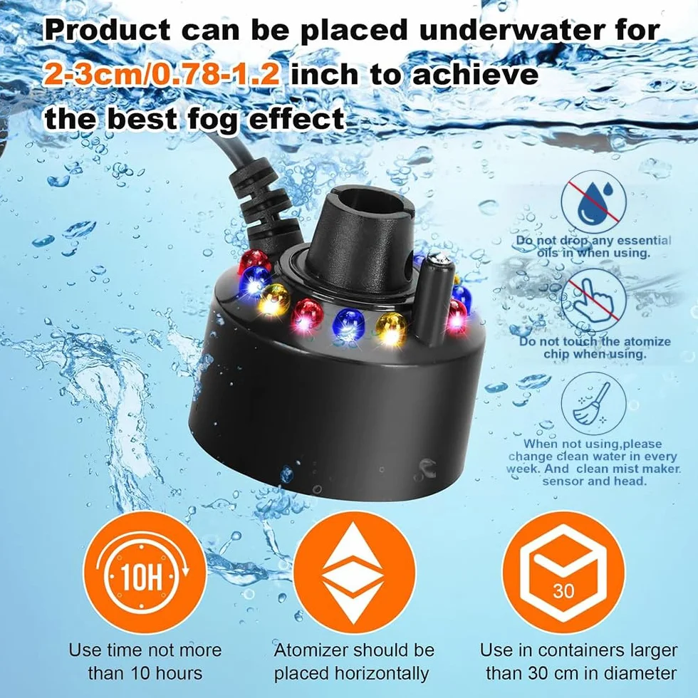 Nebulizzatore Ad Ultrasuoni con Paraspruzzi Rimovibile per Acquario Laghetto