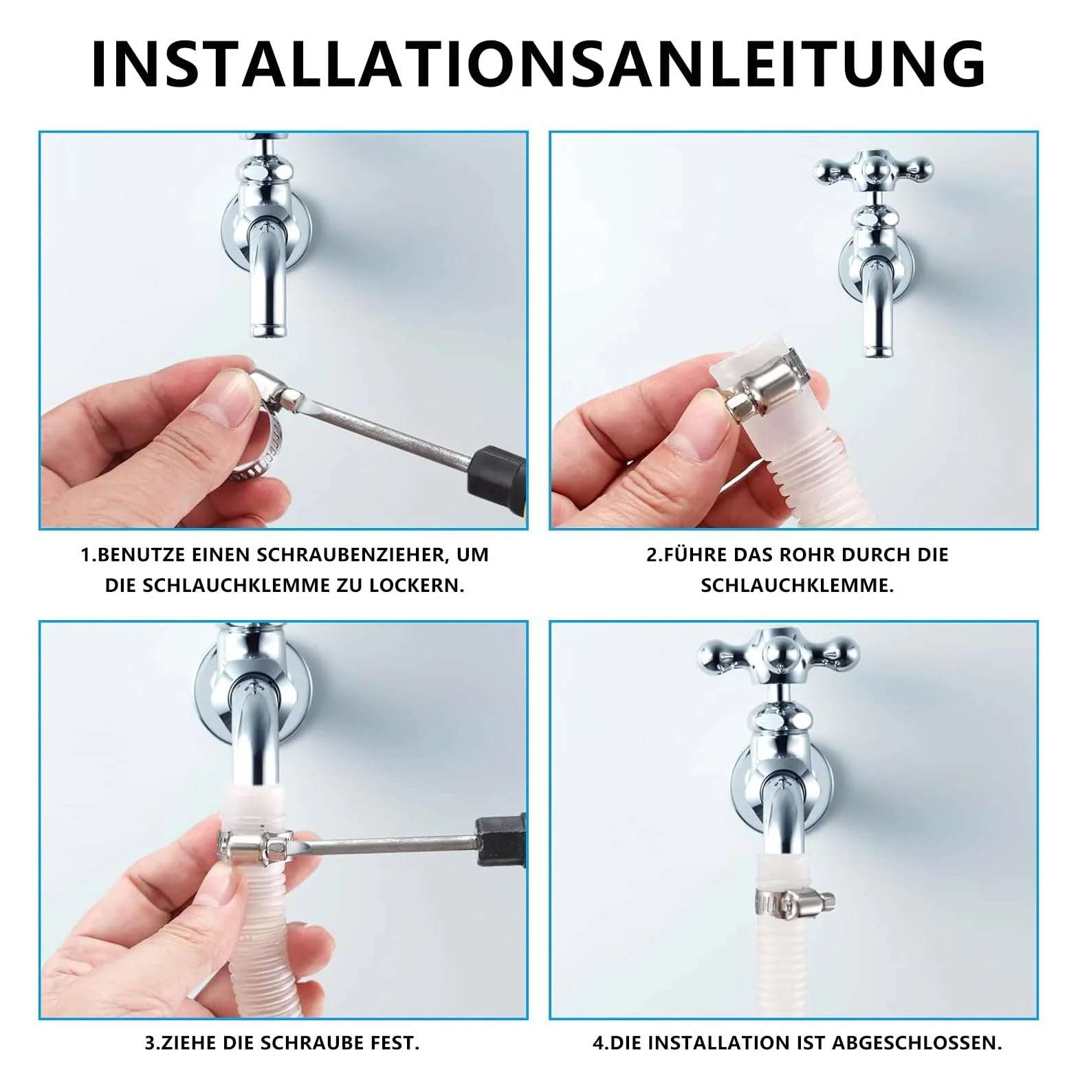 8 Pezzi Fascette Stringitubo Set, Fascetta Stringitubo Regolabile 40-63mm, Fascette Metalliche, Fascette a Vite in Acciaio Inox, per Lavatrice, Tubi Piscina, Giardino, Tubi Gas, Acqua, Auto