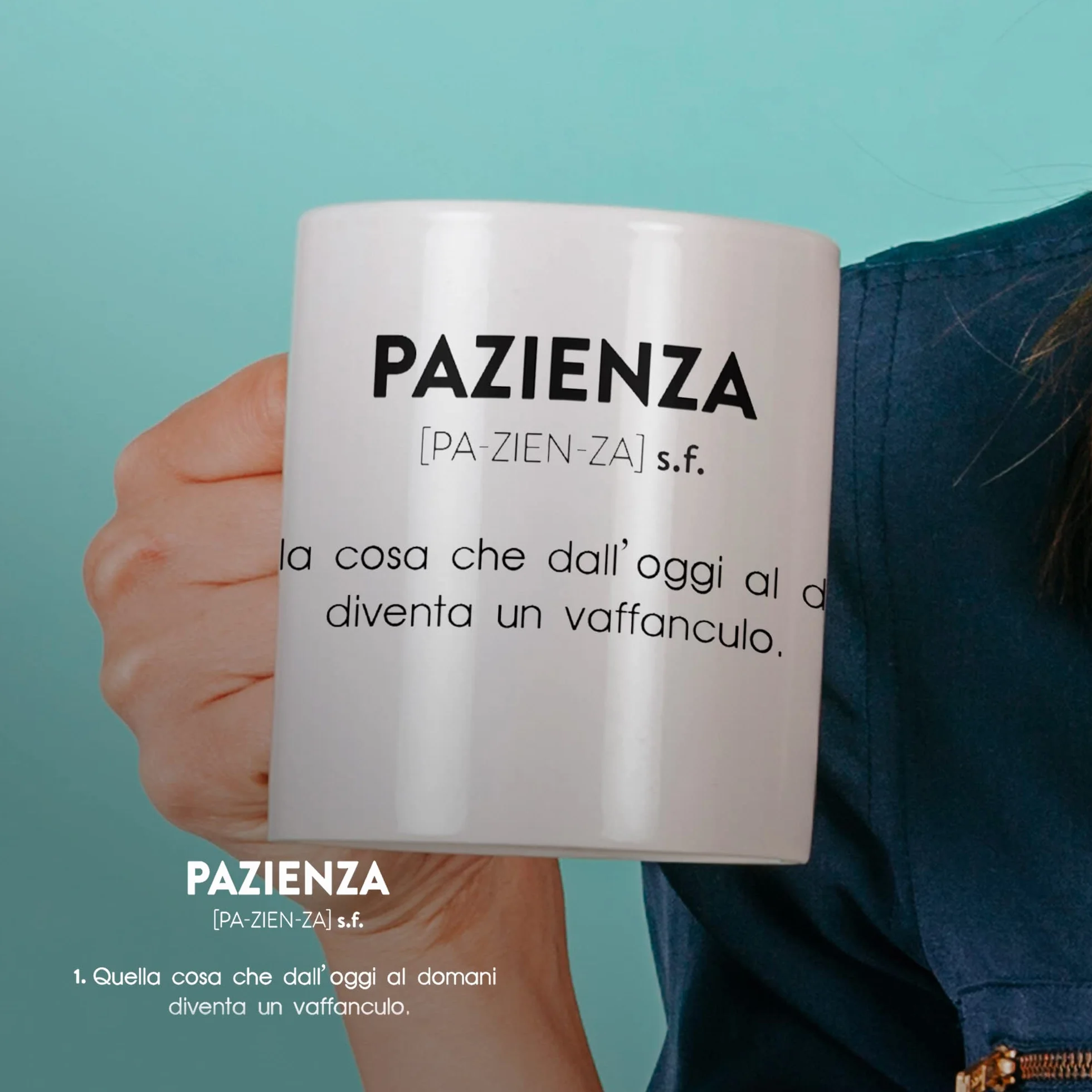 AL PRODUCTION Ceramica Tazza Mug PAZIENZA Regalo Compleanno Humor