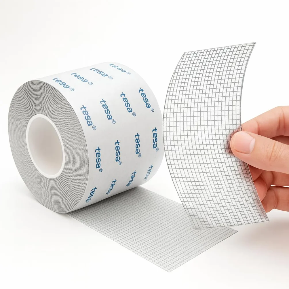 Dpm tapes – Nastro adesivo ripara zanzariere in fibra di vetro con adesivo Tesa, resistente a umidità, caldo e freddo – Ripara strappi in modo rapido e duraturo (50 mm x 5 m)