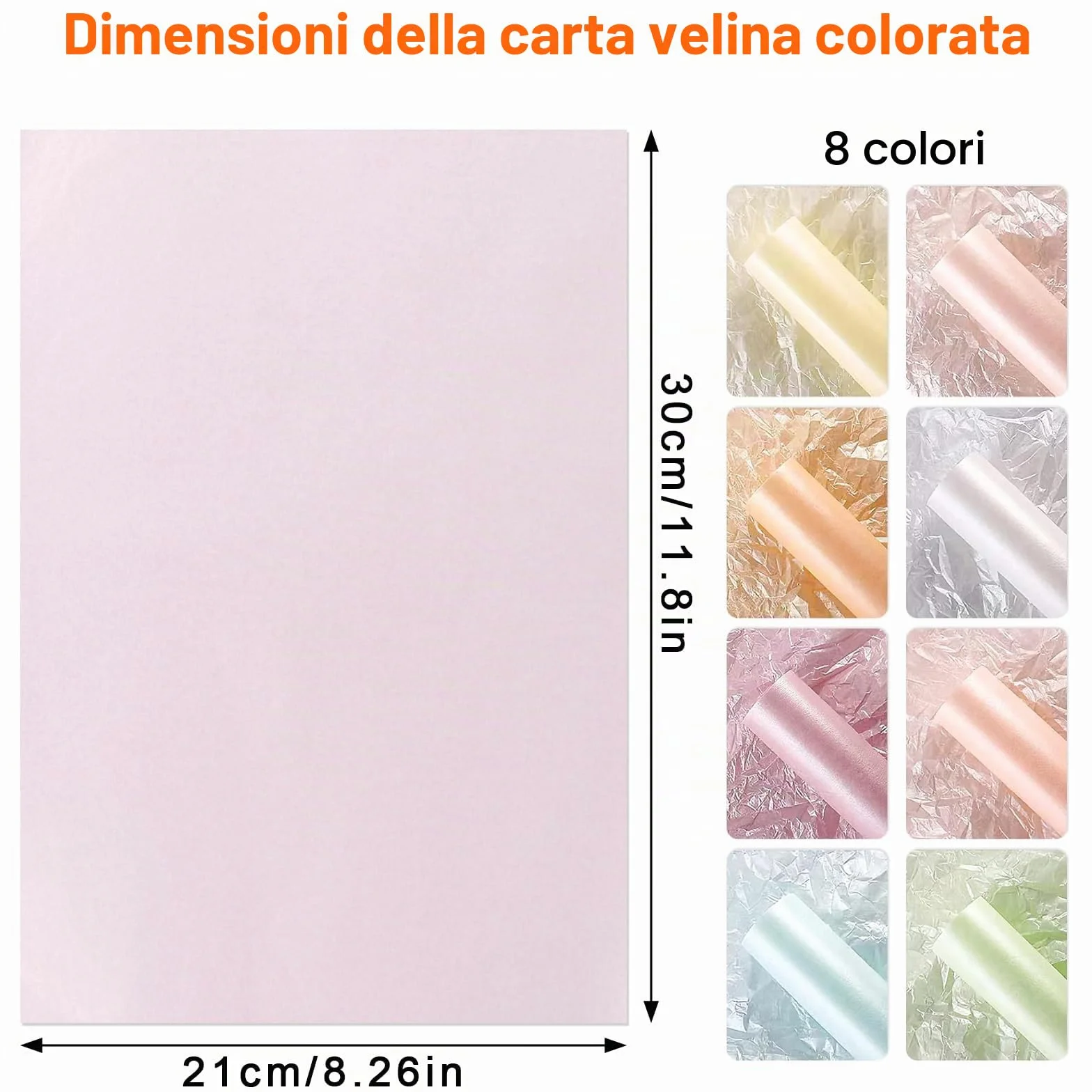 Carta Velina Metallizzata 160 Fogli 21x30 cm per Artigianato Decorazione