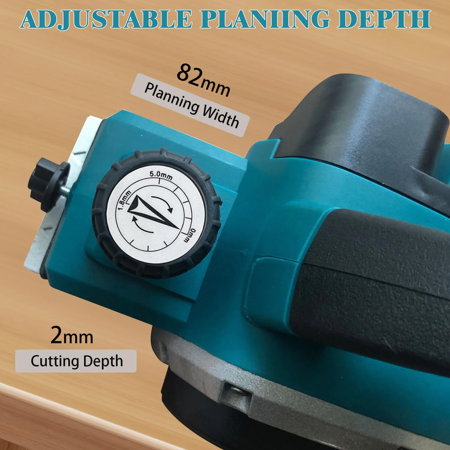 Pialla Elettrica per Legno Pialla Senza Fili compatibile con Makita 18V batteria, Piallatrice Elettrica Portatile da 15000RPM, Profondità Regolabile da 0 a 2 mm per falegnameria, mobili fai-da-te