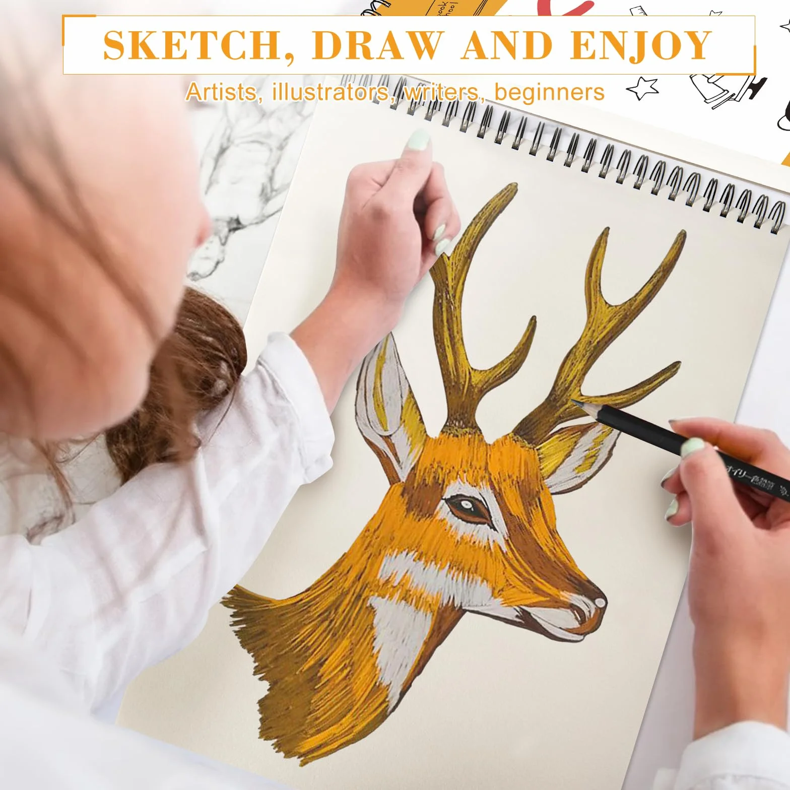 DagouColor 50 fogli Sketch Book Quaderno da disegno spiralato, Carta senza acidi, Album da Disegno, Album per Schizzi per artisti, 22.9CMX30.5CM | Quaderno per schizzi, fogli double-face, rilegatura a spirale, per artisti principianti, ragazzi e ragazze