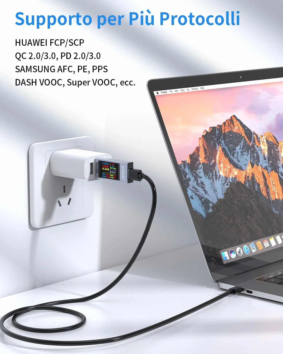 Tester USB C Multimetro Digitale 360W 4-30V 0-12A Voltmetro Amperometro