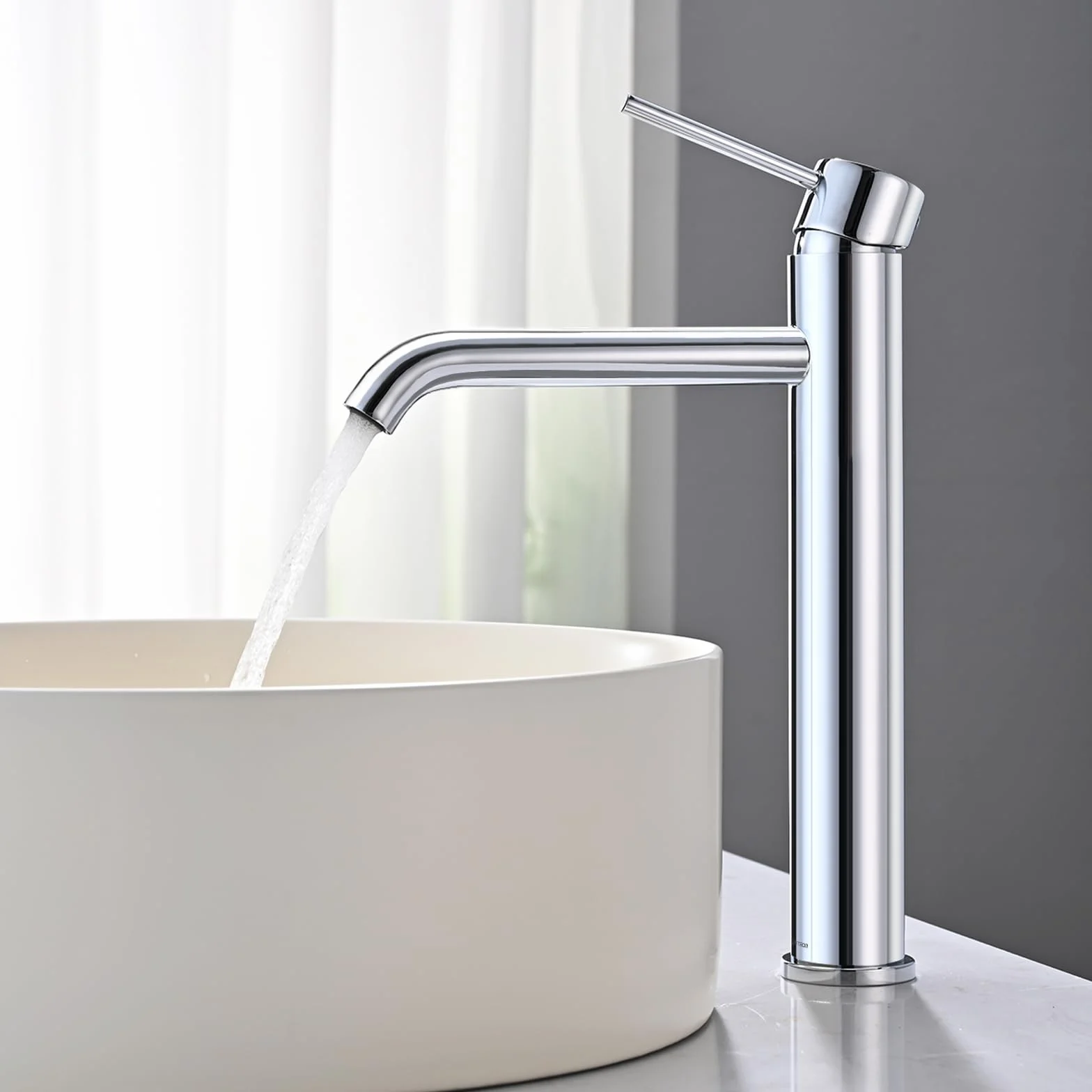 Miscelatore Lavabo Alto, BuntHaus Rubinetto Monocomando Bagno, Rubinetti Lavabo da Appoggio per Calda e Fredda Regolabile, Miscelatore Aeratore a Risparmio Idrico, Cromato