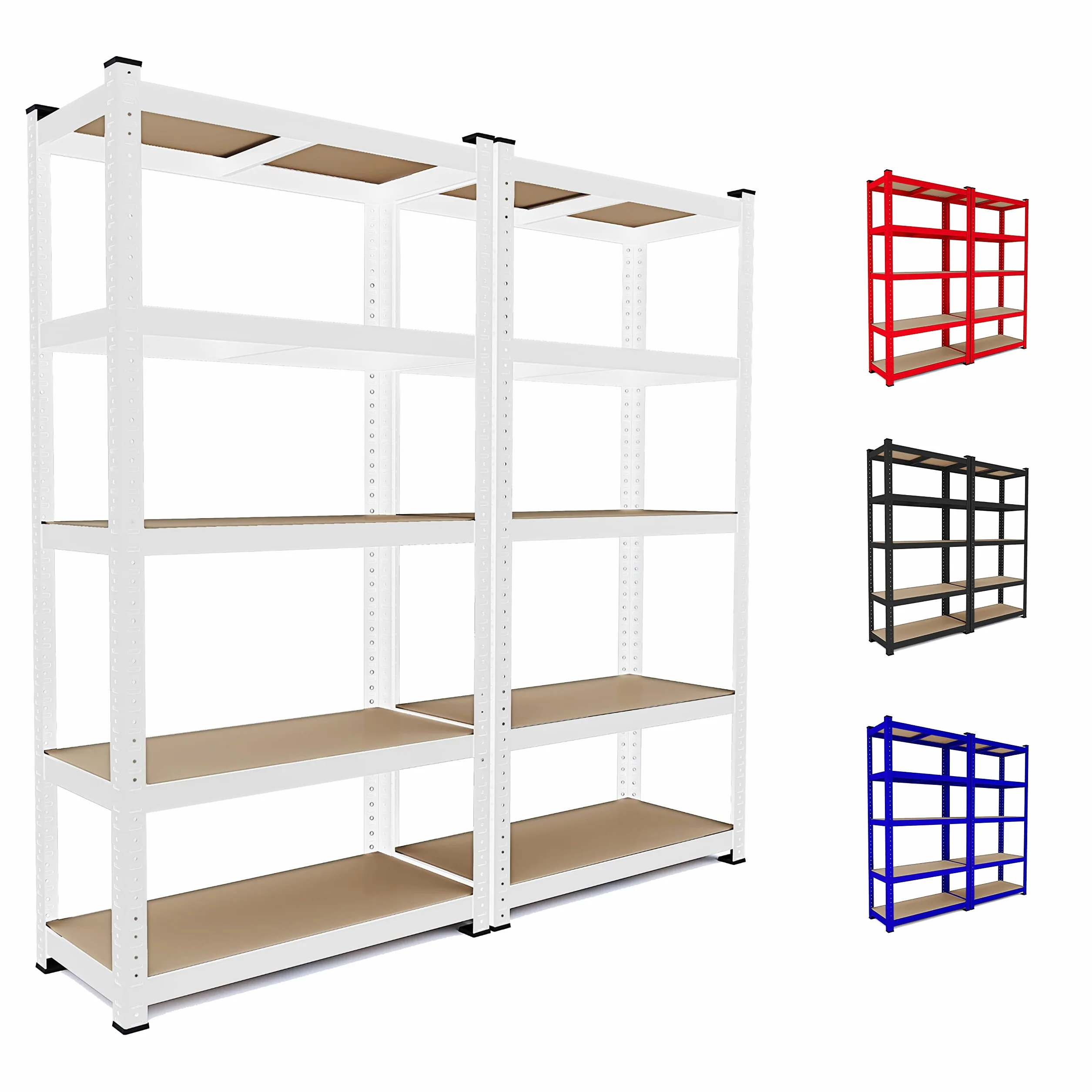Bricozone Set Da 2 Scaffale In Metallo E MDF Con 5 Ripiani Regolabili Scaffale Ad Alta Portata Fino a 875 kg Design Modulare 180 x 90 x 40 cm Per Garage Officina Cantina Capannone Magazzino (Bianco)