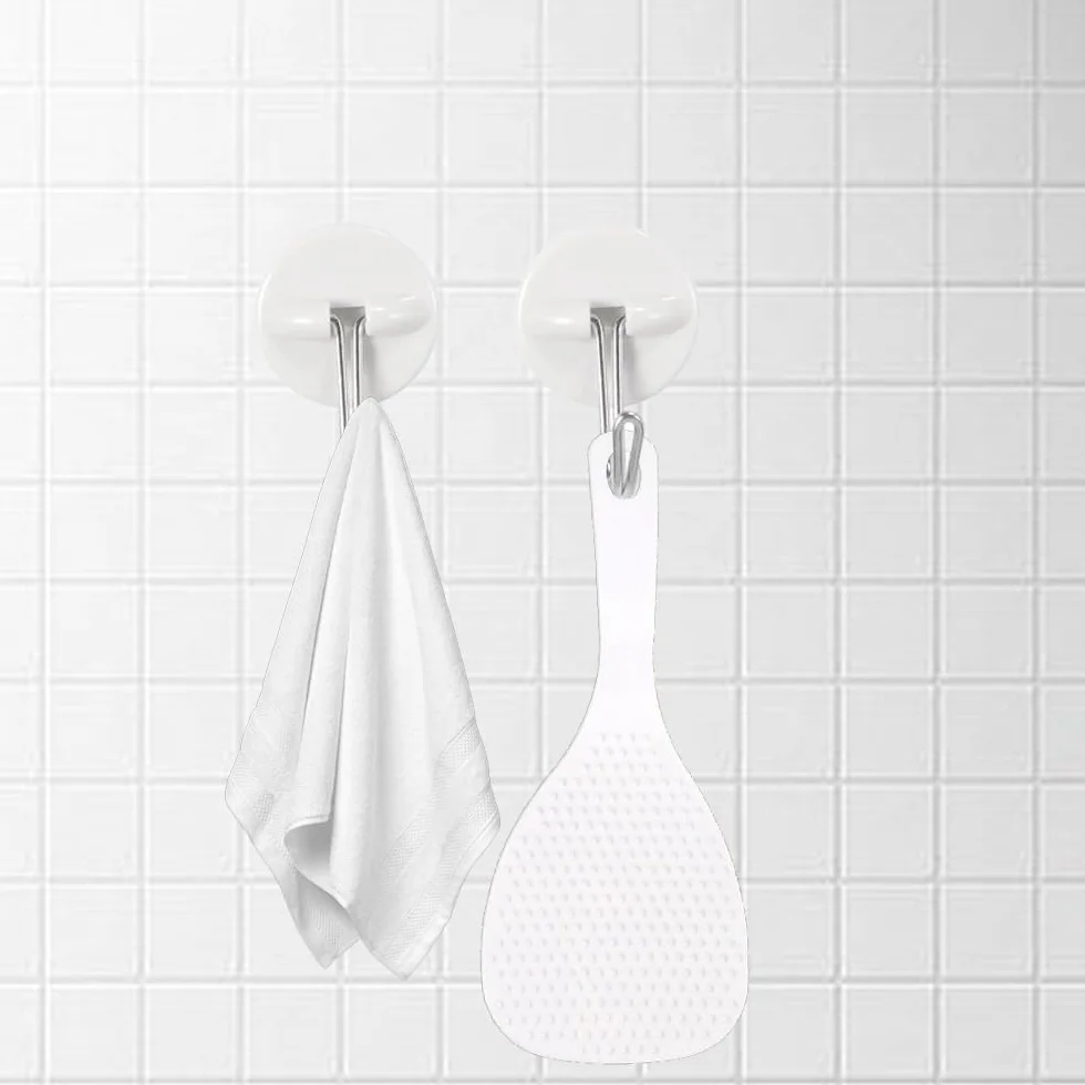 Aeuezxx Ganci Adesivi, 6 Pezzi Gancio Autoadesivo, Gancio Adesivo a Parete, Gancio per Asciugamani, Gancio Multiuso, per Bagno, Cucina, Parete, Porta