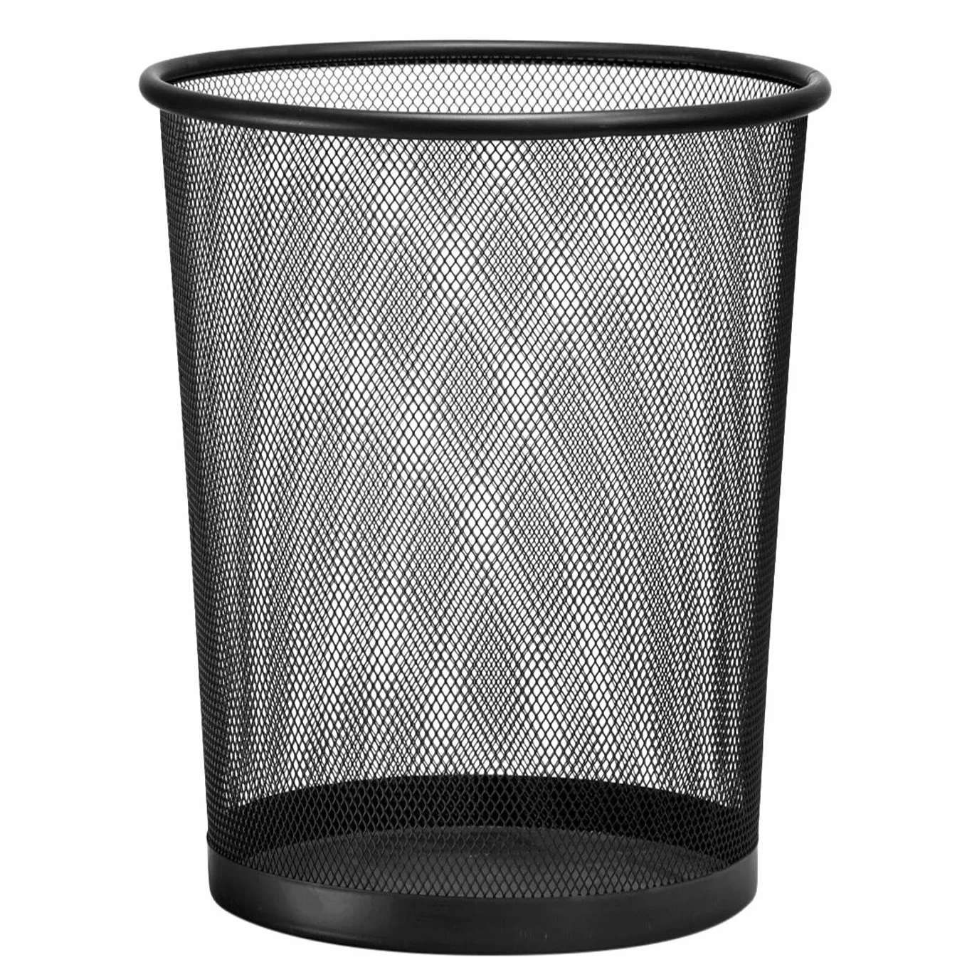 D.RECT Cestino per la Carta XXL | 19L, 27x28cm, Forma Circolare | In Rete| Cestino Gettacarte Metallo| Cestino Carta Ufficio | Nero