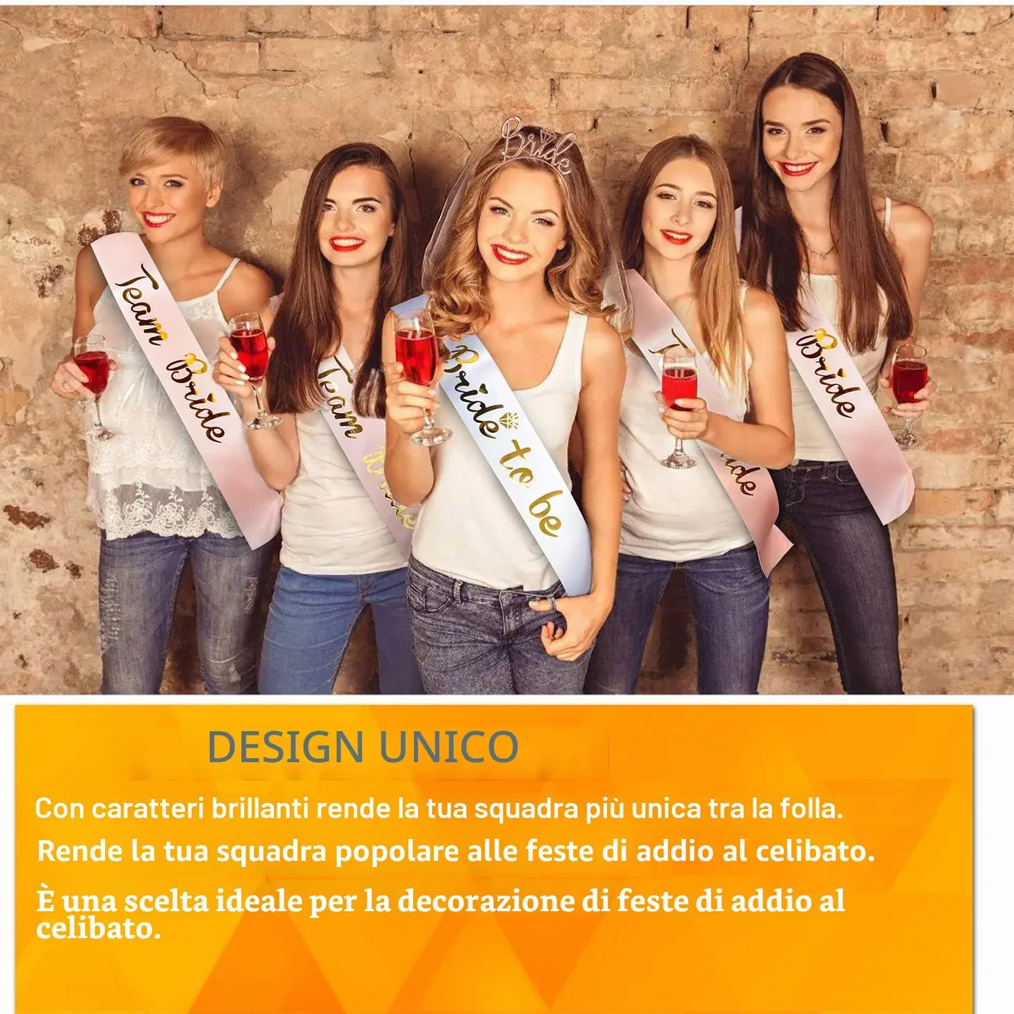 16 Pezzi Gadget Addio al Nubilato Sposa e Amiche, Velo Sposa Addio al Nubilato Gadget, Team Bride, Bride to be Addio al Nubilato, Fasce Addio al Nubilato