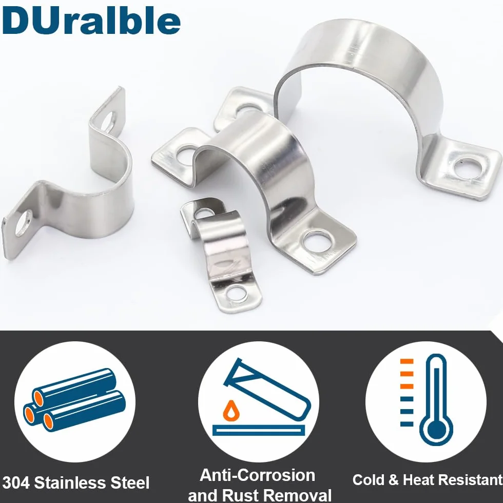 6Pcs Collari Per Tubi Acciaio Inossidabile 304 Morsetti Per Tubi 2 Fori Fascette Stringitubo Morsetto Per Tubi A Forma Di U Per Il Fissaggio Dei Tubi Ø 50 mm