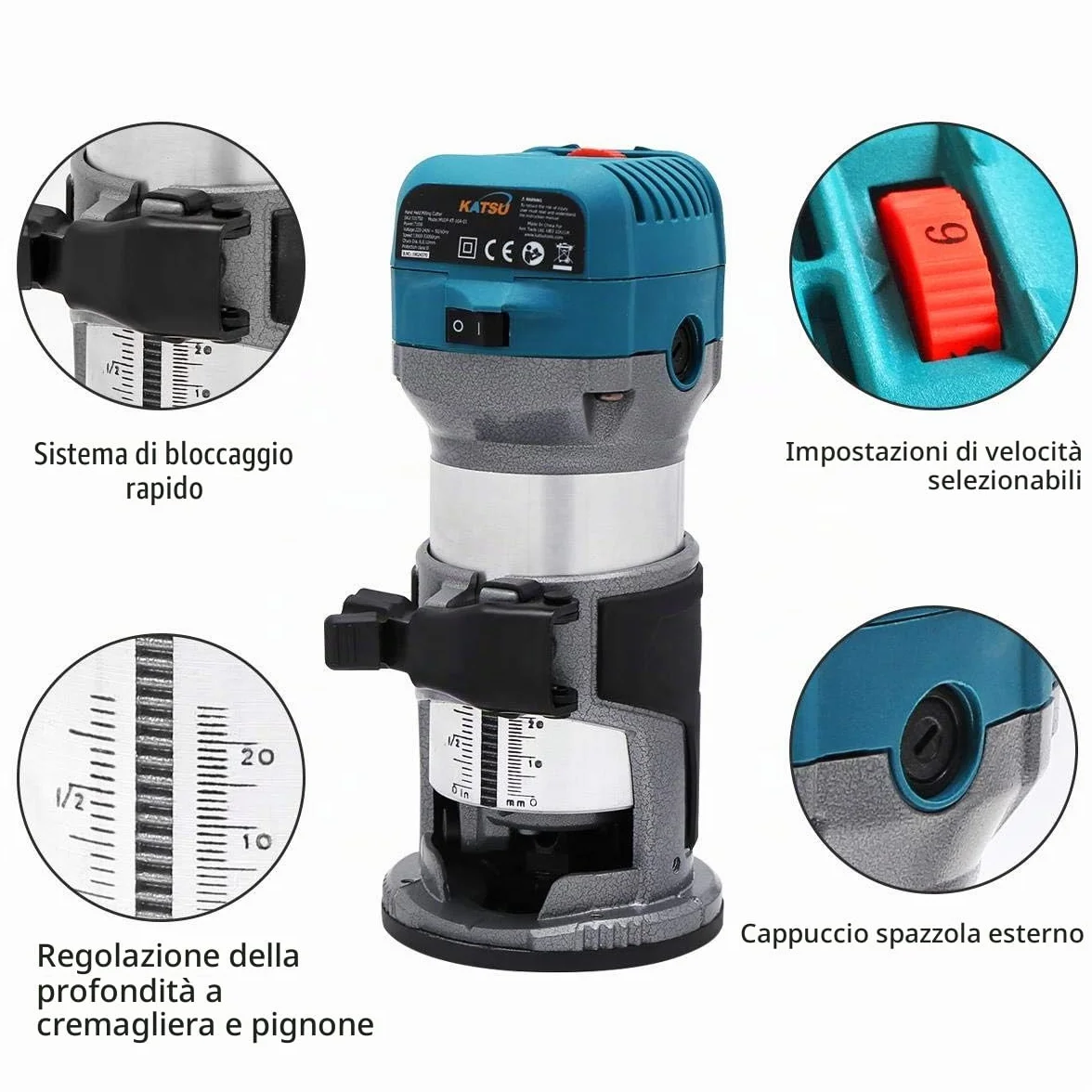 KATSU Rifilatore Fresatrice Verticale per Legno Elettrica 220V 710W