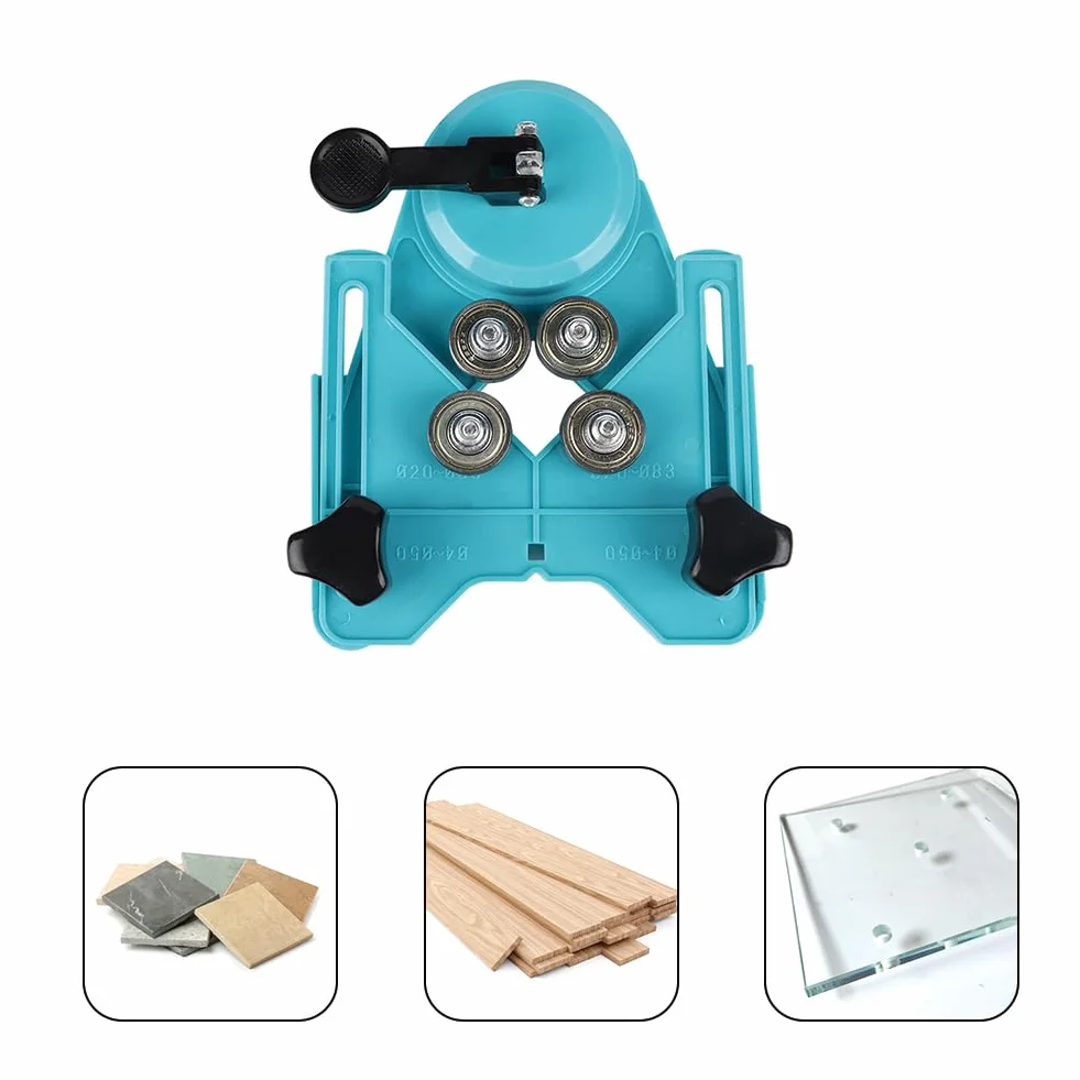 Localizzatore di Fori per Piastrelle Vetro, Guida Trapano Punta Diamantata Guide Ventose a Nucleo Cavo Sega Punte Ceramica Tazza Regolabile 4 mm a 80 mm Base Ventosa Marmo Ceramico Perforazione Seghe
