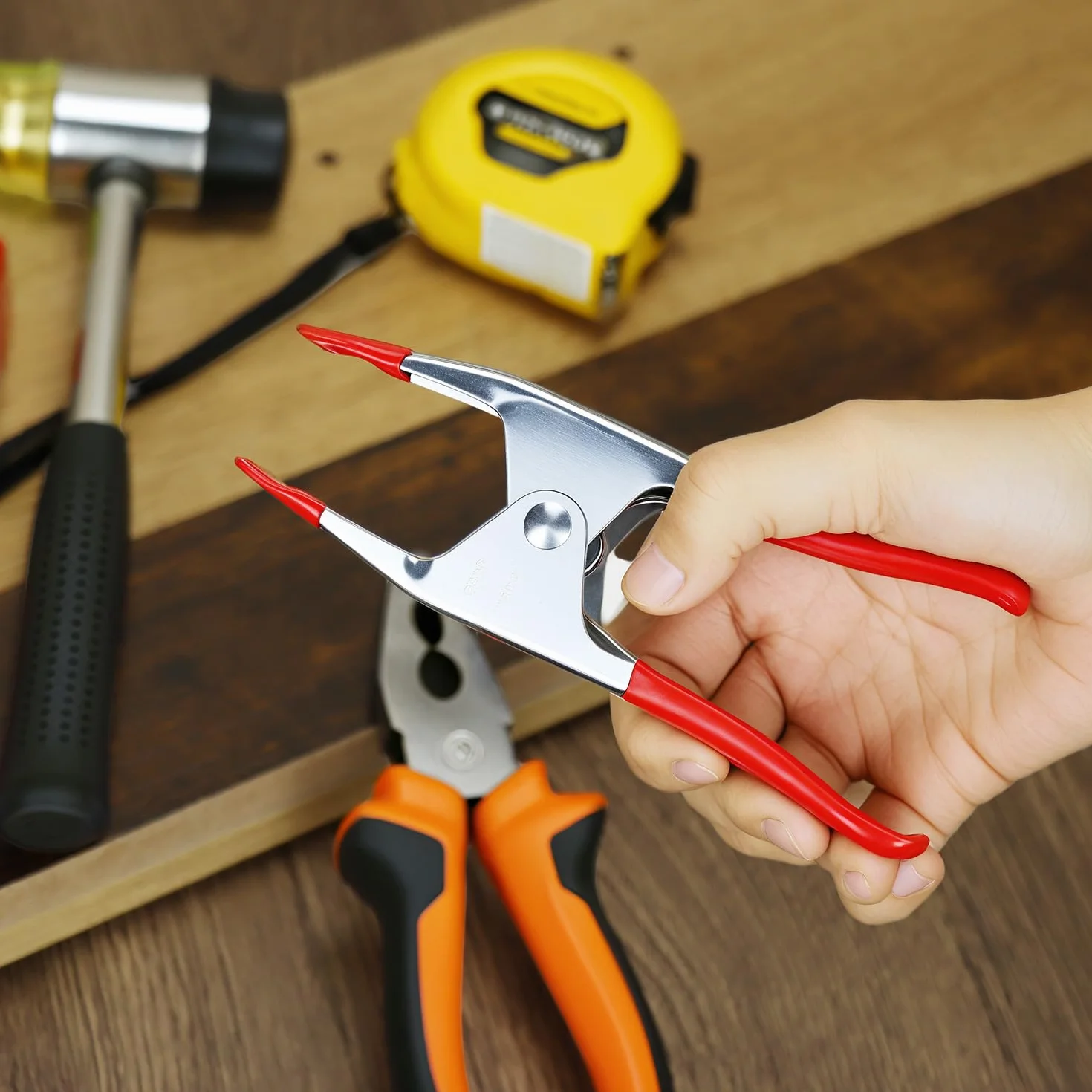 QWORK® Set di 6 Morsetti a Molla in Metallo 140 mm - Apertura 45 mm - Maxi Pinze per Foto & Bricolage