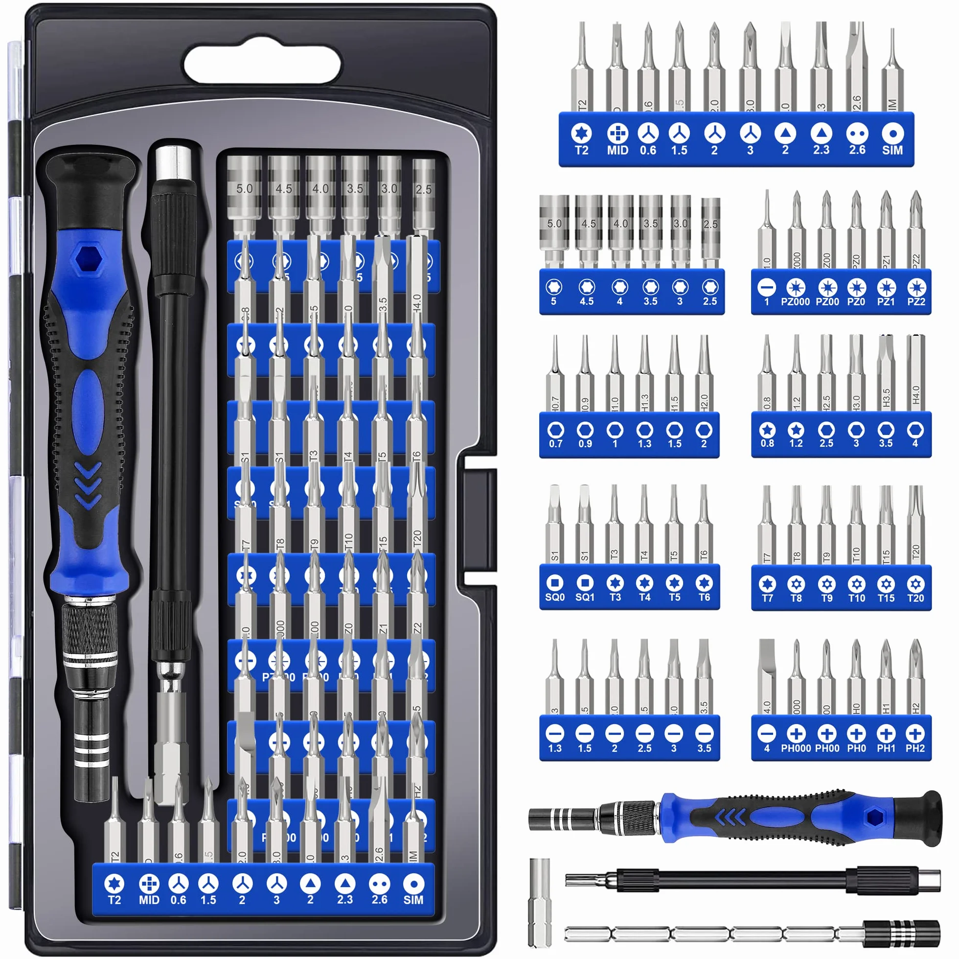 XOOL Kit Cacciaviti di Precisione 62 in 1, Cacciaviti Magnetici per Riparazioni Elettroniche, Smartphone, PC, Computer Portatile, iPhone, MacBook, Tablet e Altri Dispositivi