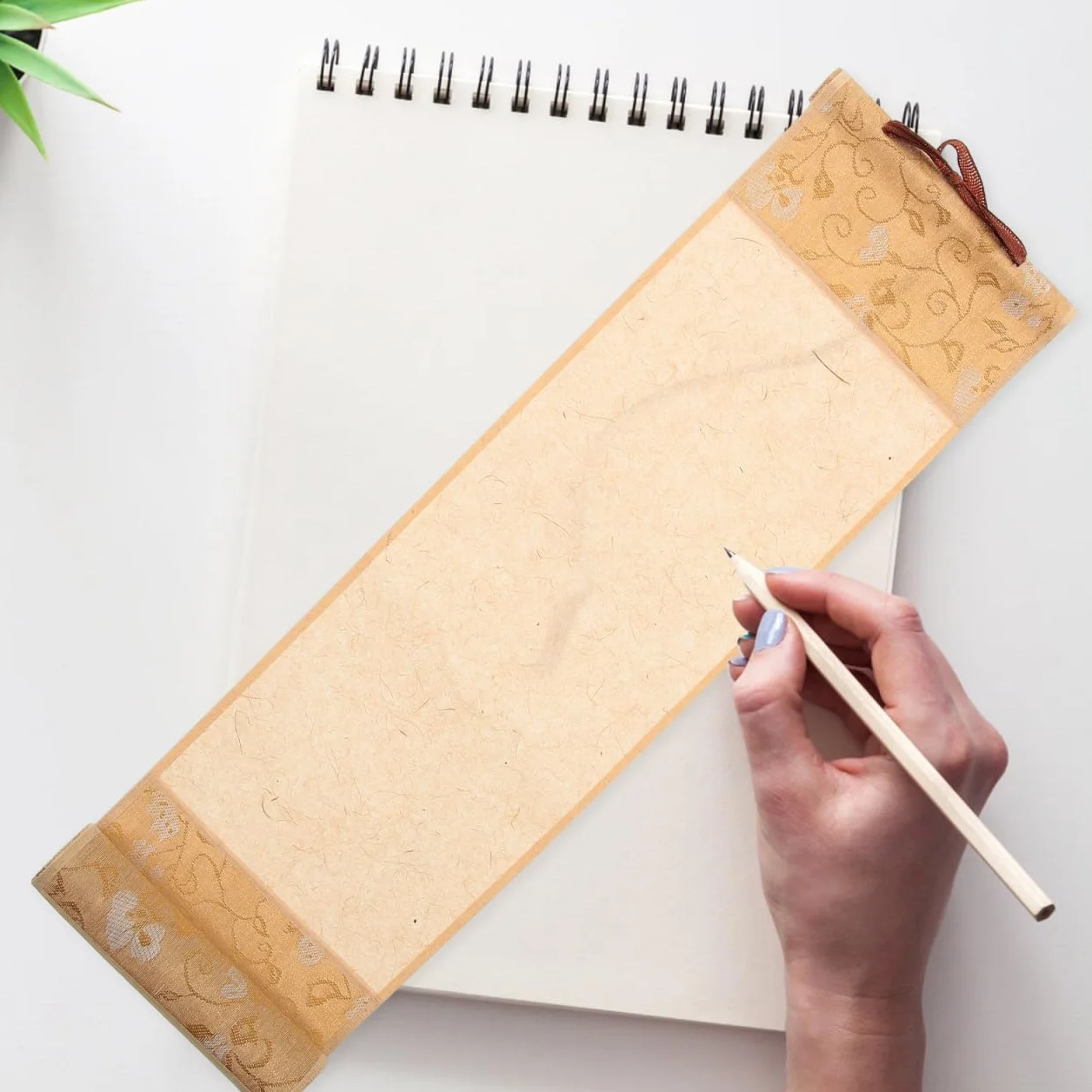 TOPPERFUN Rotolo di carta vergine, pergamena vergine da appendere, 10 x 4,5 cm, rotolo da appendere vintage Batik, adatto per scrittura, disegno, auguri di nozze, inviti