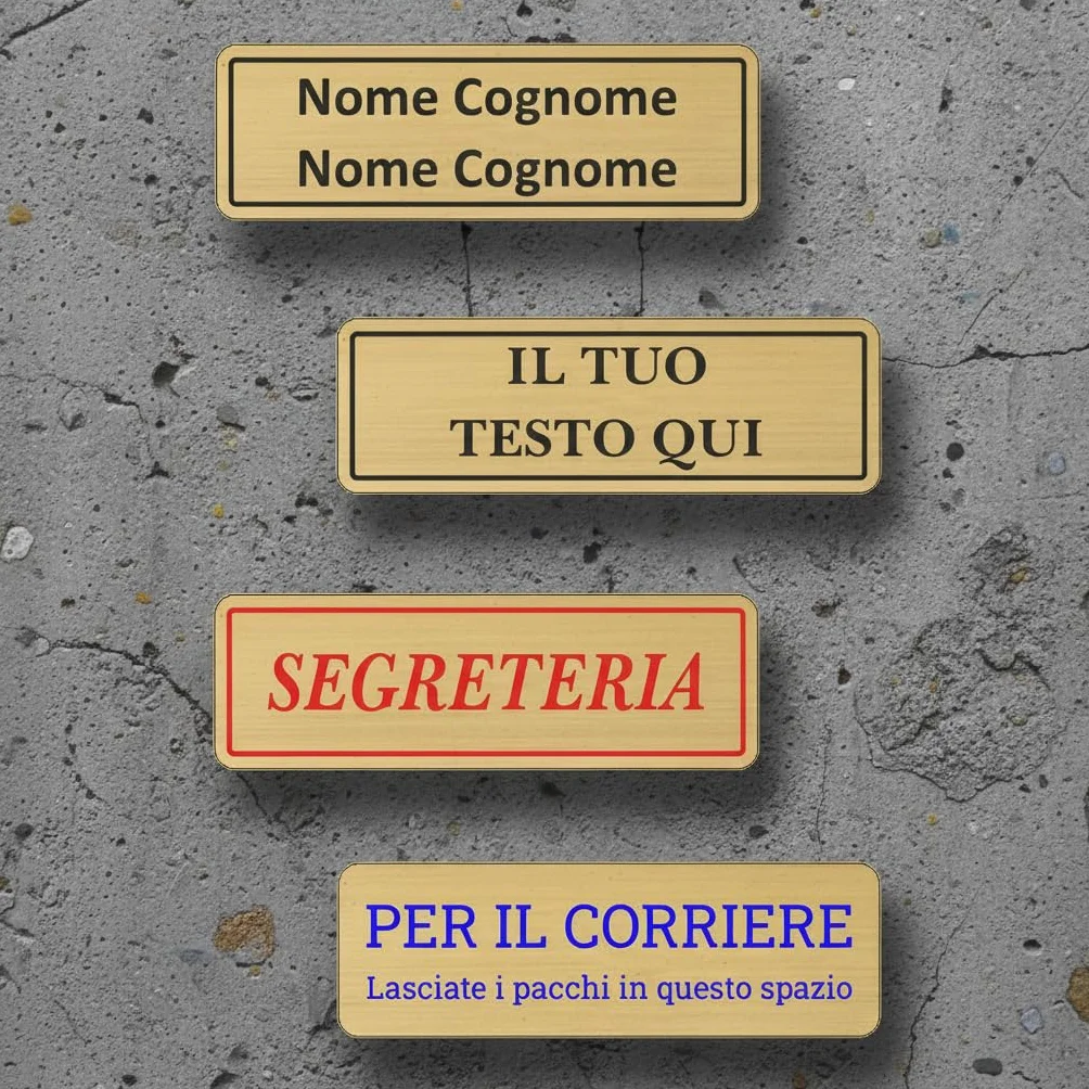 Targhetta Ottone Posta Personalizzata | Targa Cassette Postali Adesiva – Targa per Posta Casa/Ufficio – Montaggio Facile, Alta Durabilità Esterno Interno (Ottone Satinato 1mm, Misura 70x20mm)