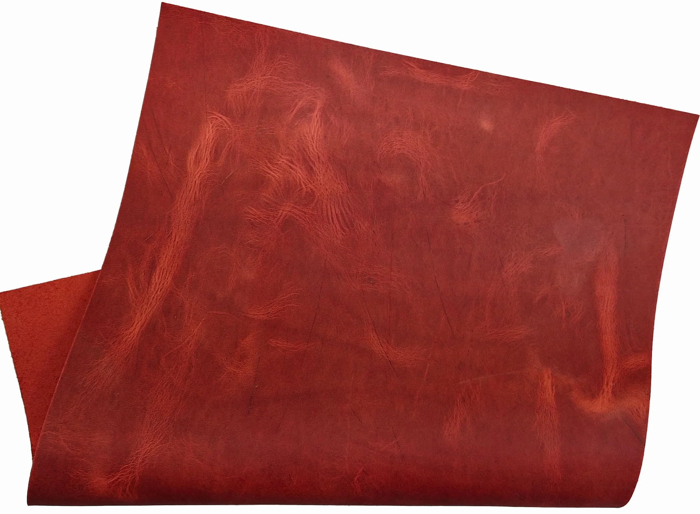 Pelle Bovina Spessa 1,8 mm Pull-Up Crazy Horse Fogli in Vera Pelle per Fai da Te (A3 (297 x 420 mm), Rosso, 1)