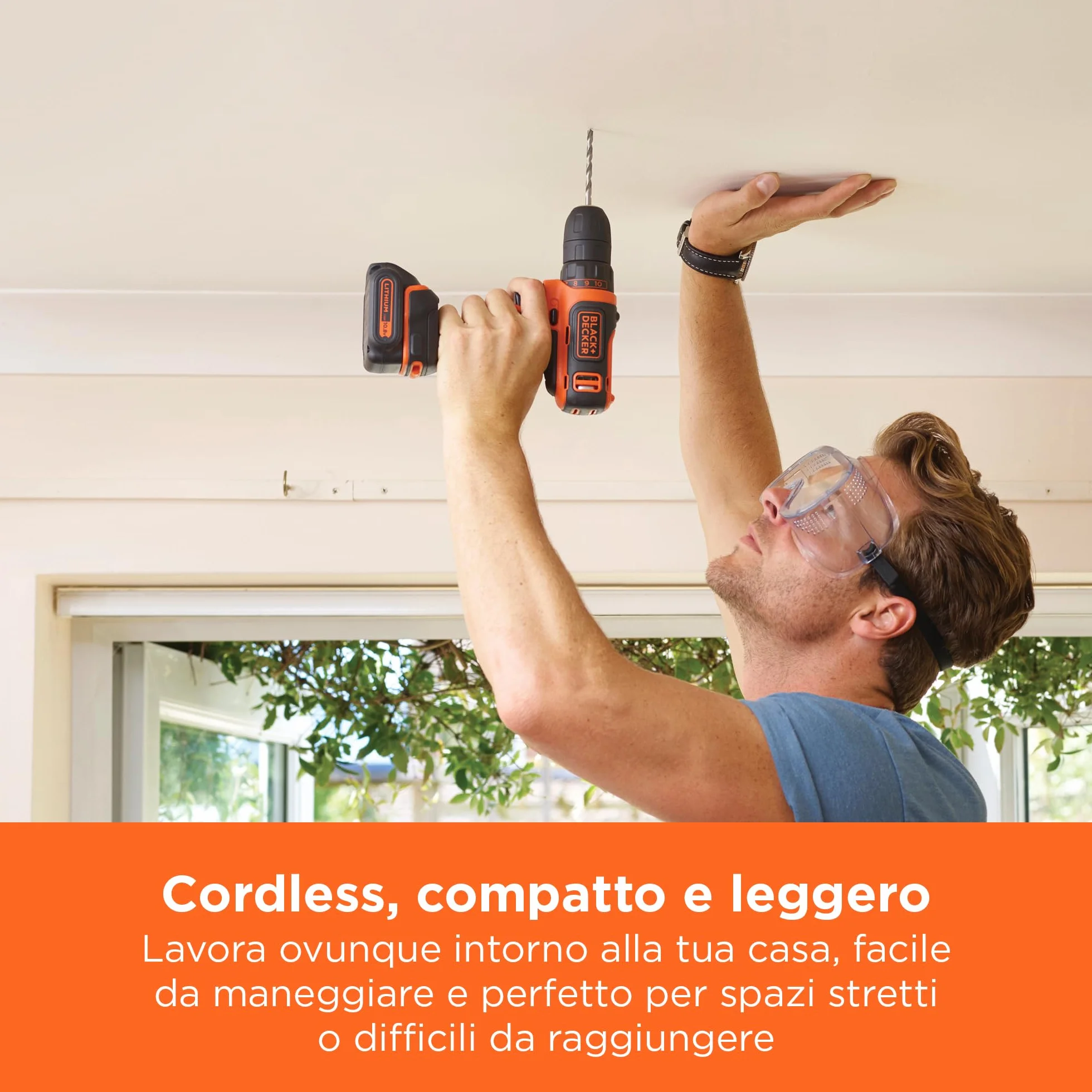 BLACK+DECKER 10,8V Trapano avvitatore a batteria ultra compatto con batteria da 1,5Ah e caricatore da 400mA, BDCDD12-QW
