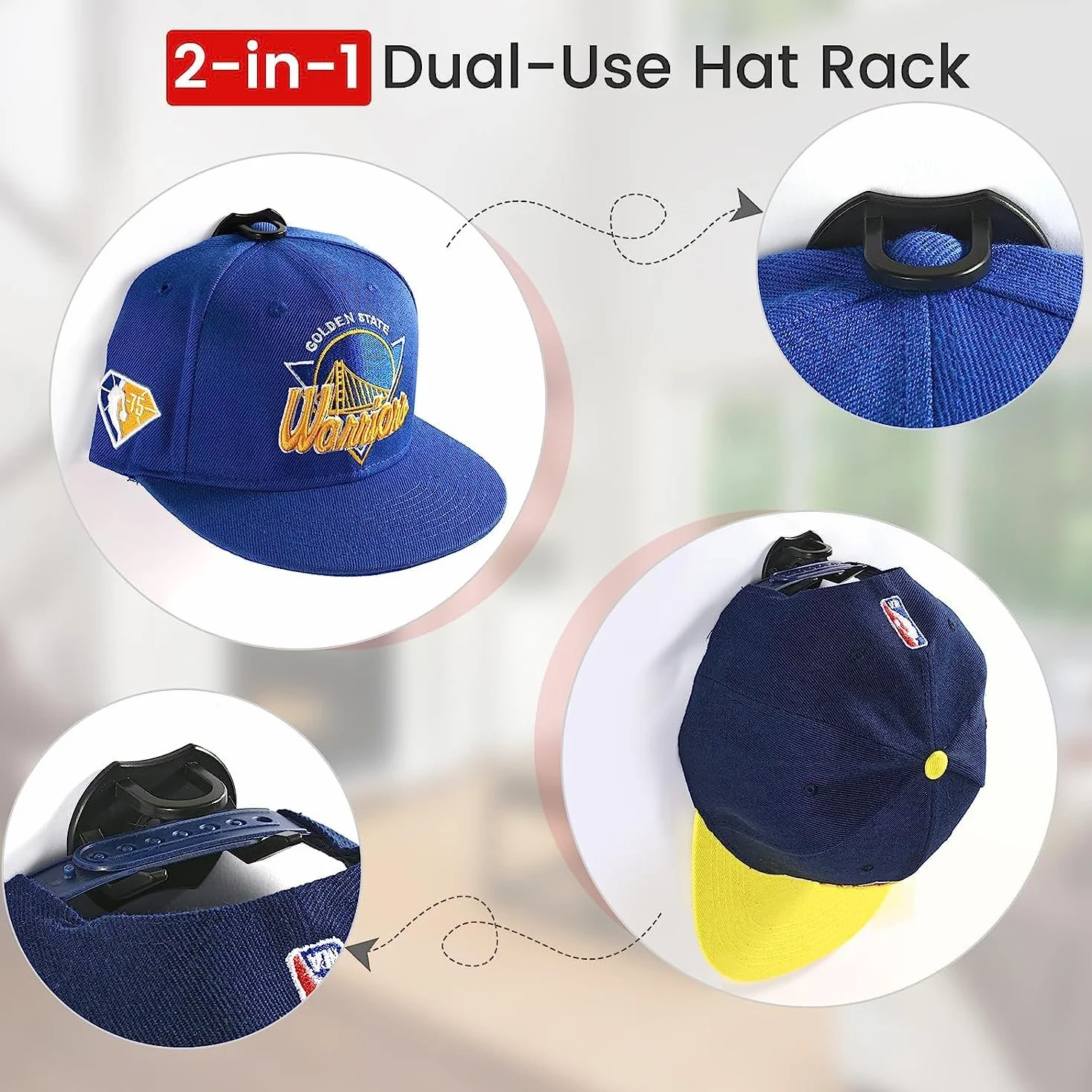 PIQIUQIU 10 Ganci Autoadesivi da Parete per Cappelli, Display per Cappelli da Baseball