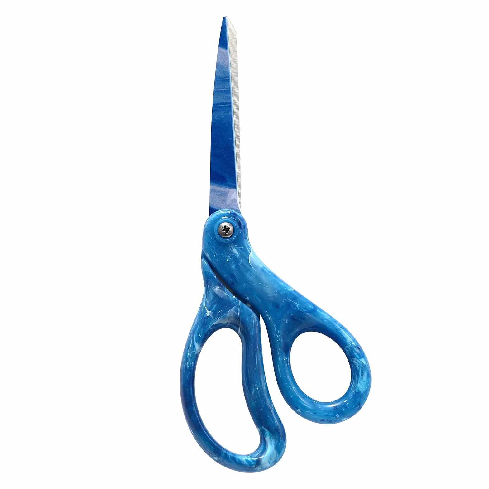 LIVINGO Forbici per bricolage – Lame in acciaio inox ultra affilate per tessuto, carta, ideali per sartoria, artigianato, ufficio, scuola, uso domestico, elegante manico blu scuro sfumato